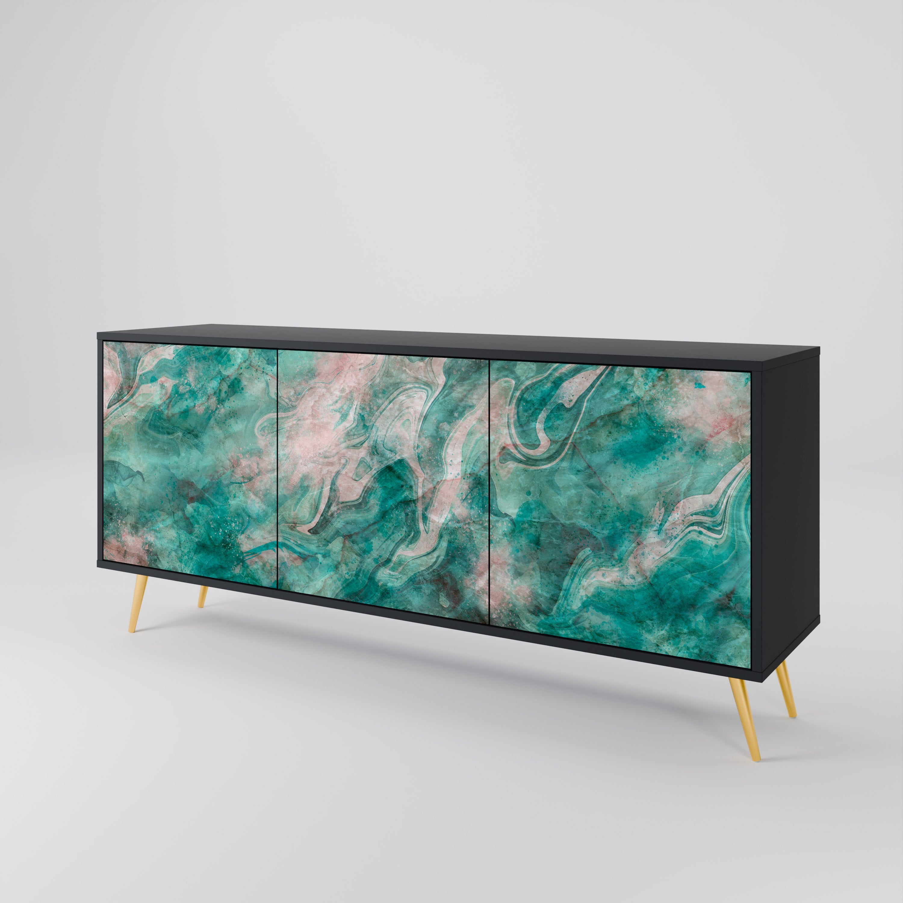 ABSTRACT ALCHEMY 3-türiges Sideboard in Schwarz