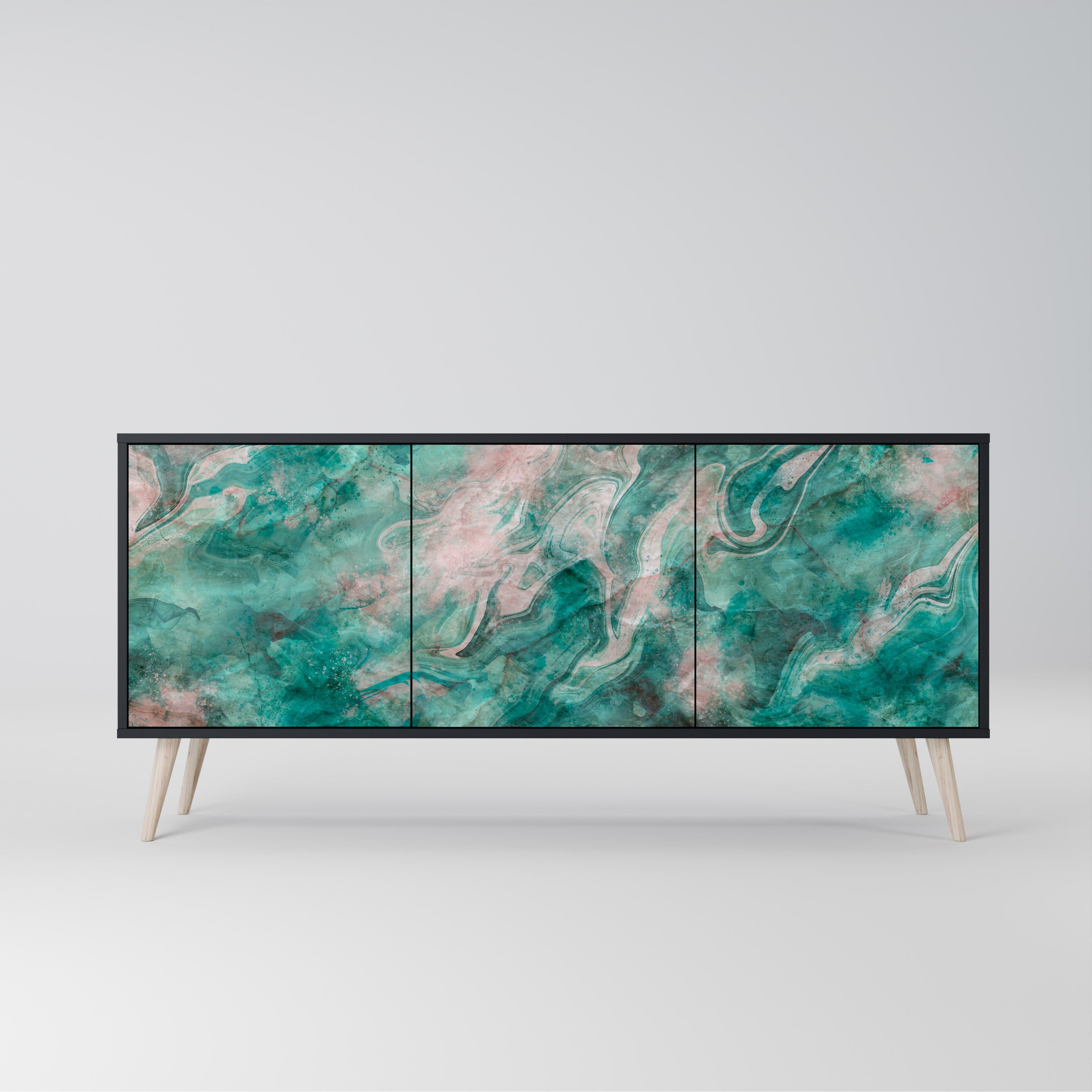 ABSTRACT ALCHEMY 3-türiges Sideboard in Schwarz
