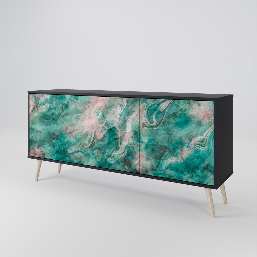 ABSTRACT ALCHEMY 3-türiges Sideboard in Schwarz