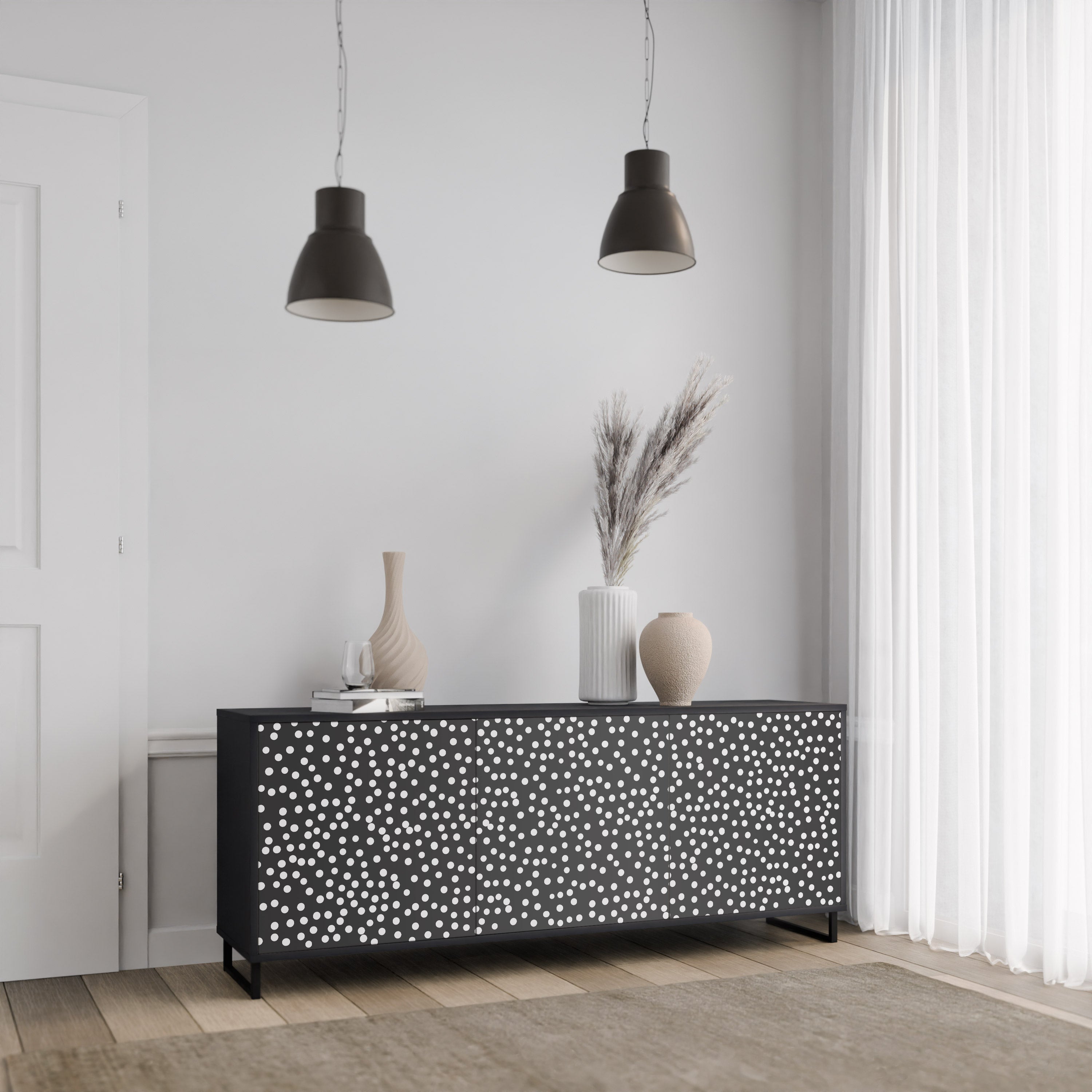 BLINDING LIGHTS 3-türiges Sideboard in Schwarz