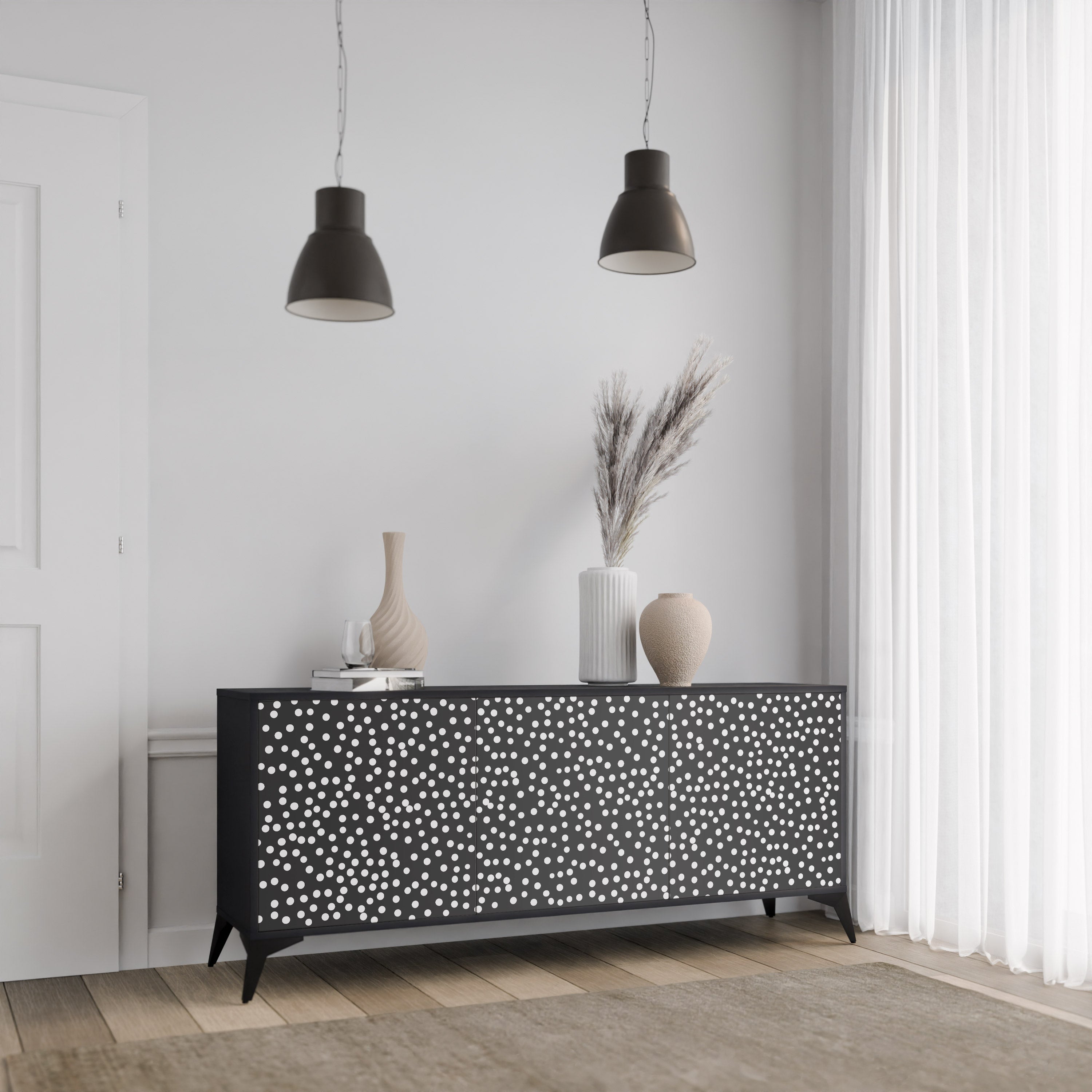 BLINDING LIGHTS 3-türiges Sideboard in Schwarz