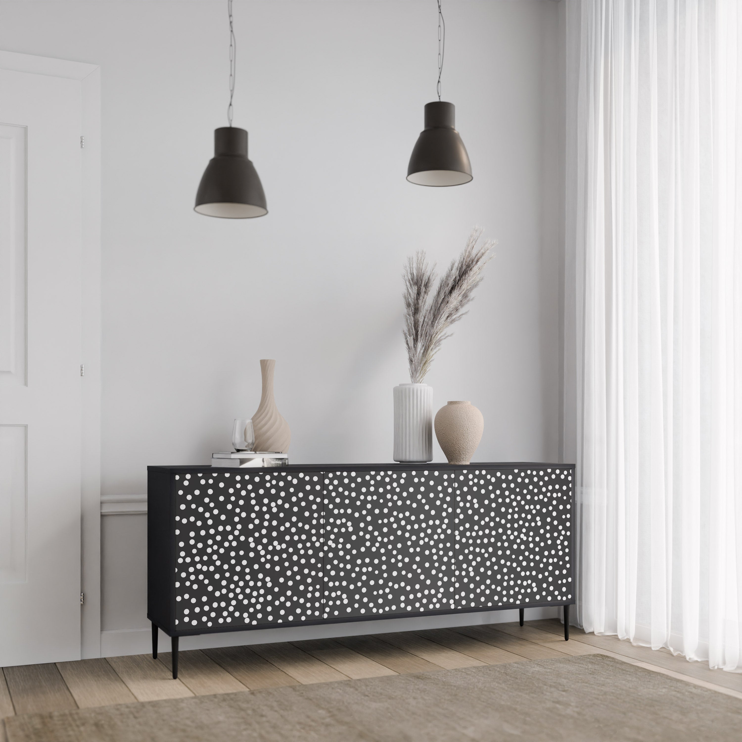 BLINDING LIGHTS 3-türiges Sideboard in Schwarz