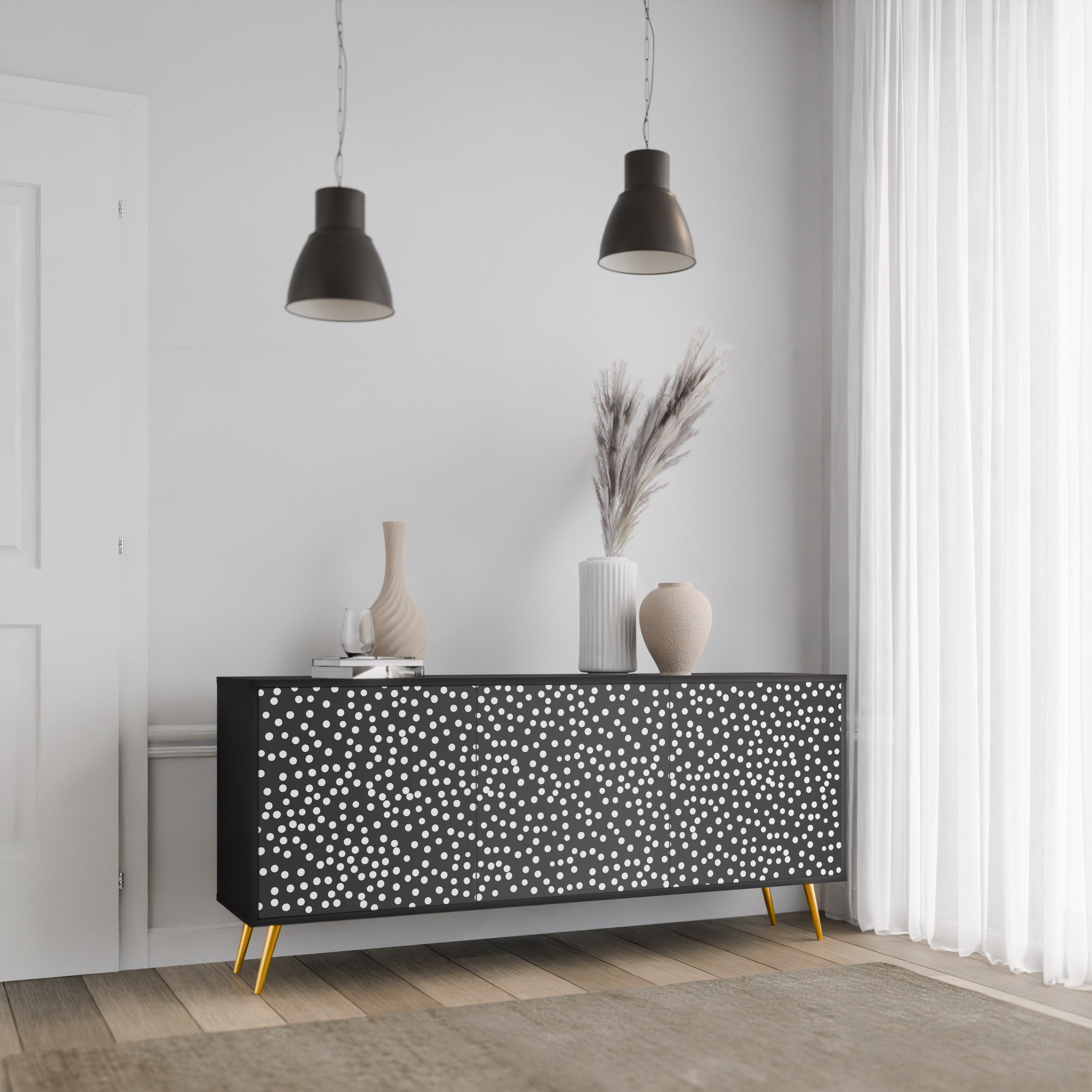 BLINDING LIGHTS 3-türiges Sideboard in Schwarz