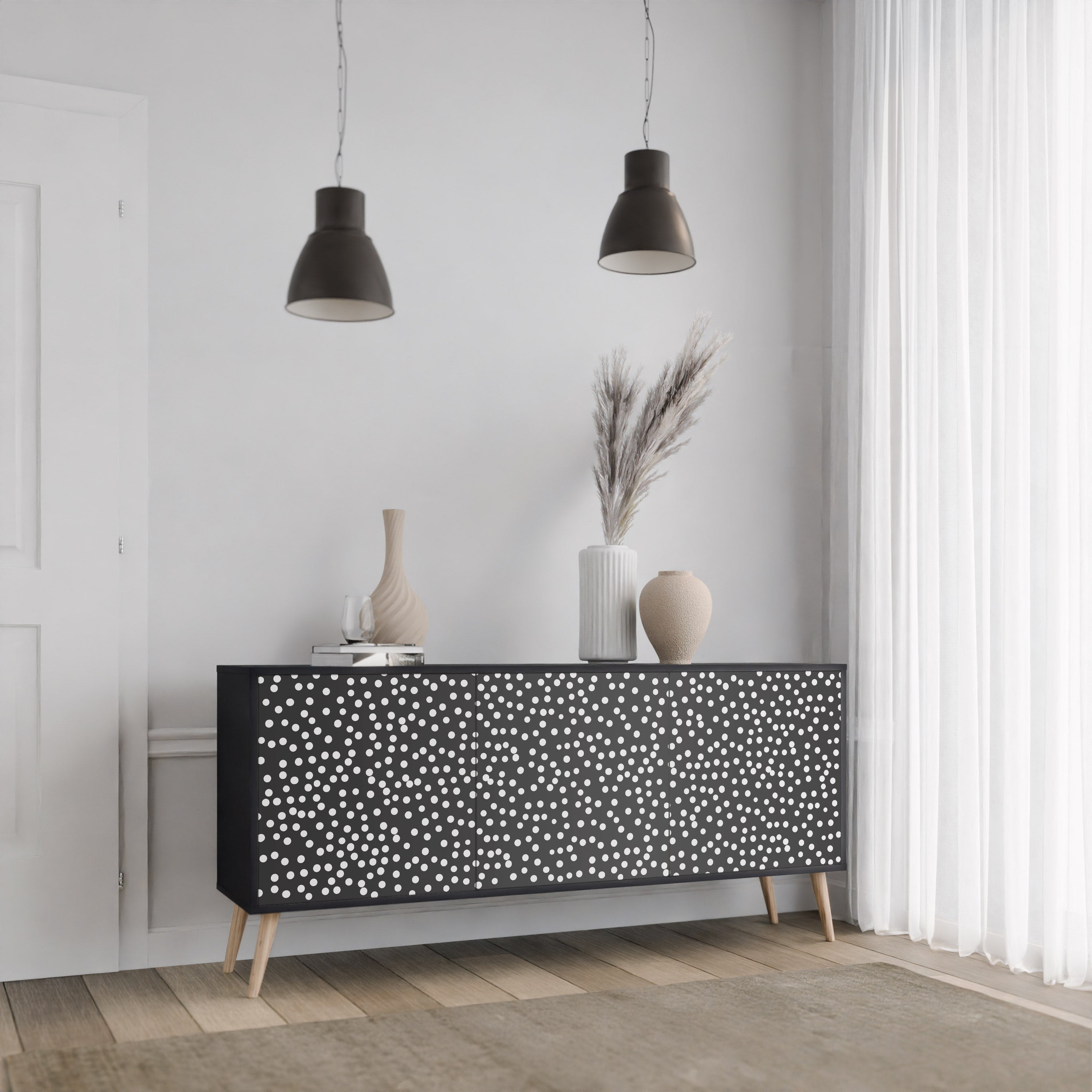 BLINDING LIGHTS 3-türiges Sideboard in Schwarz