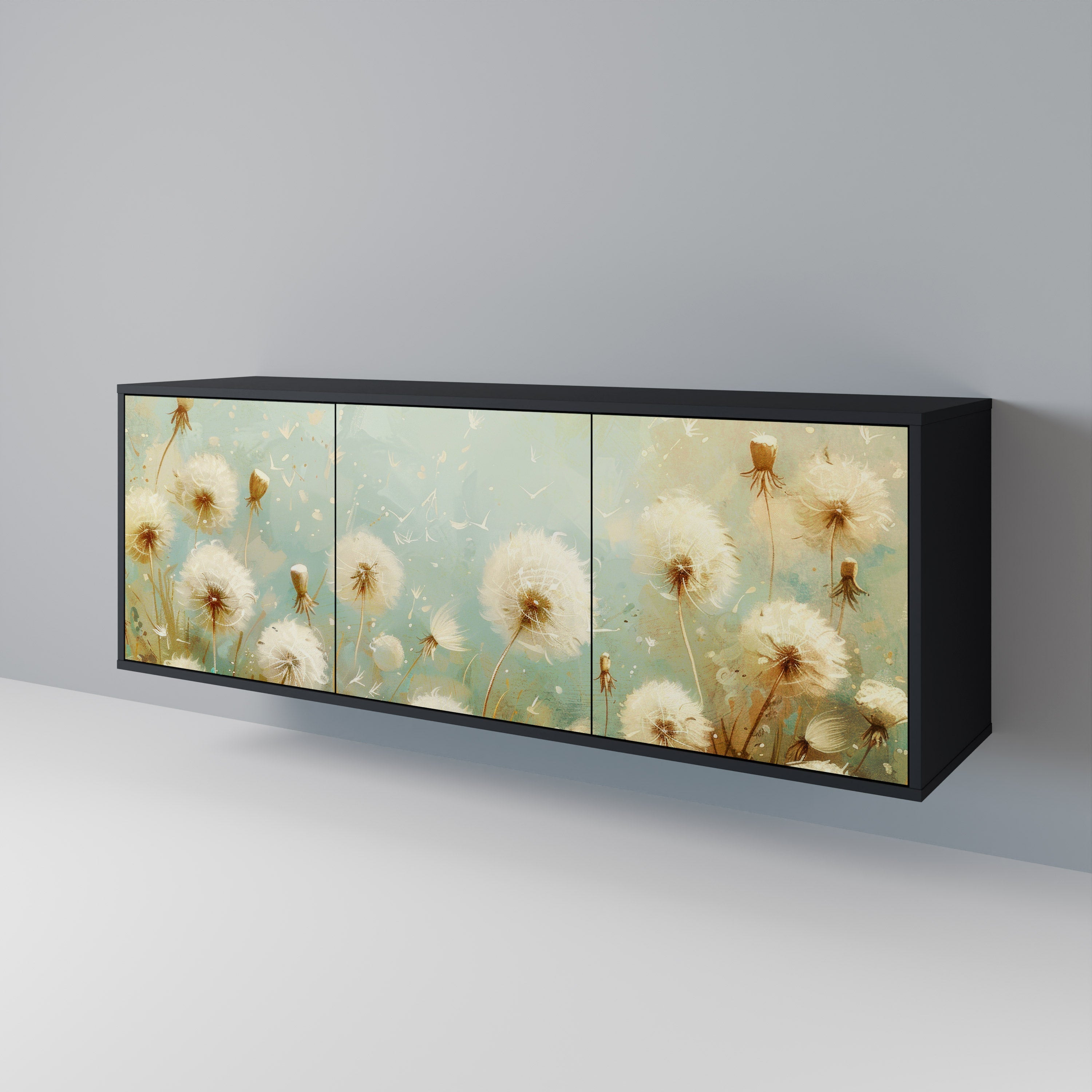 DREAMY MEADOW 3-türiges Sideboard in Schwarz