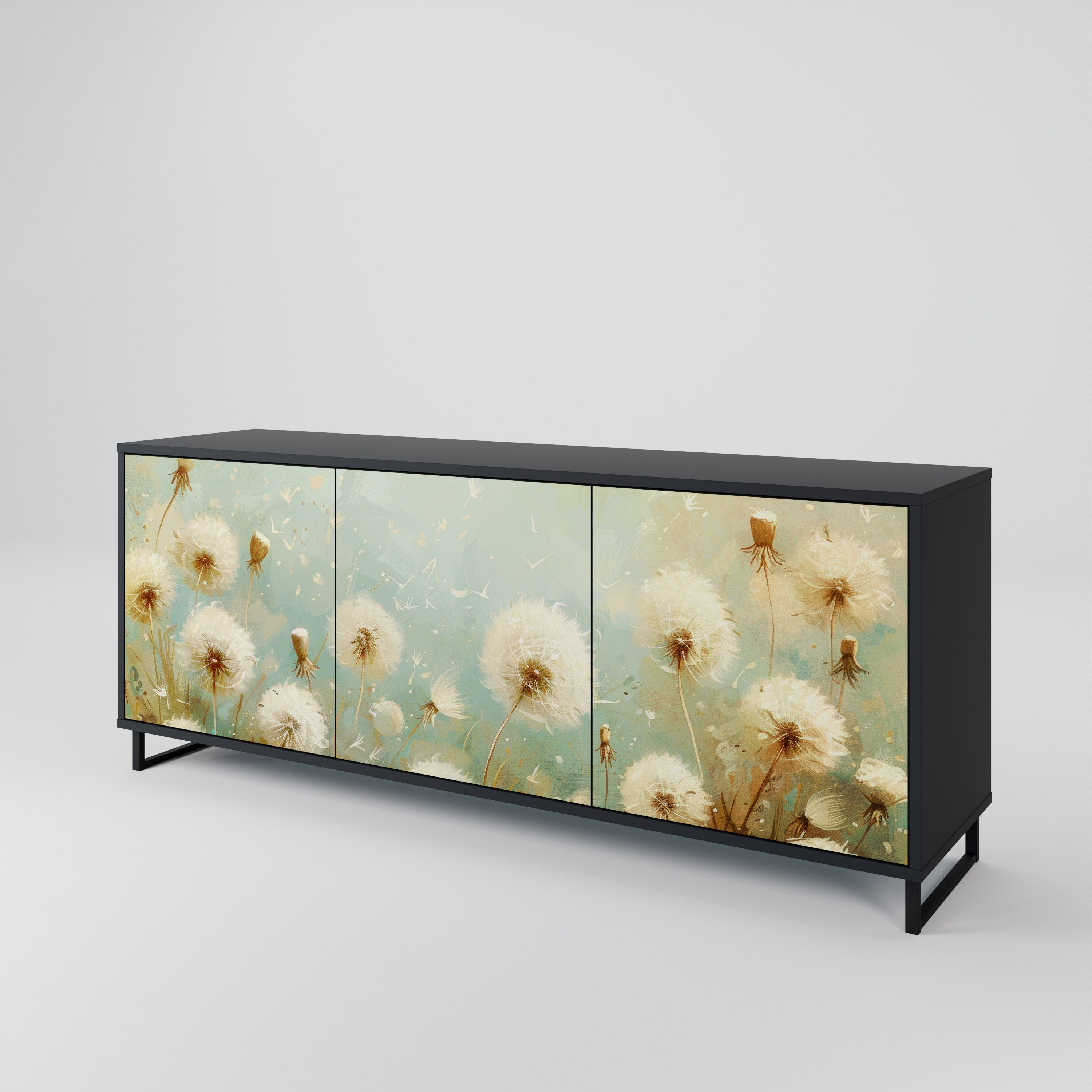 DREAMY MEADOW 3-türiges Sideboard in Schwarz