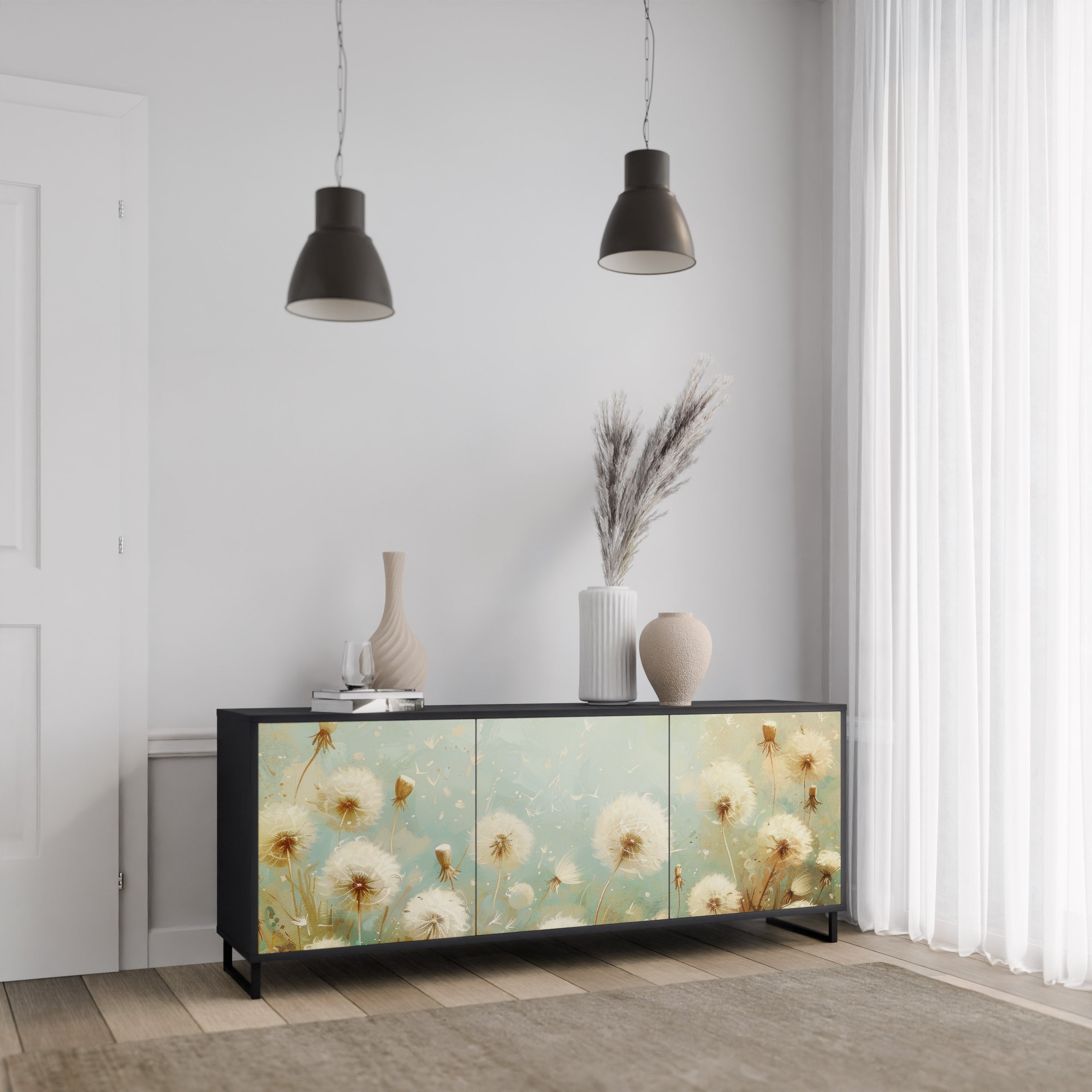 DREAMY MEADOW 3-türiges Sideboard in Schwarz