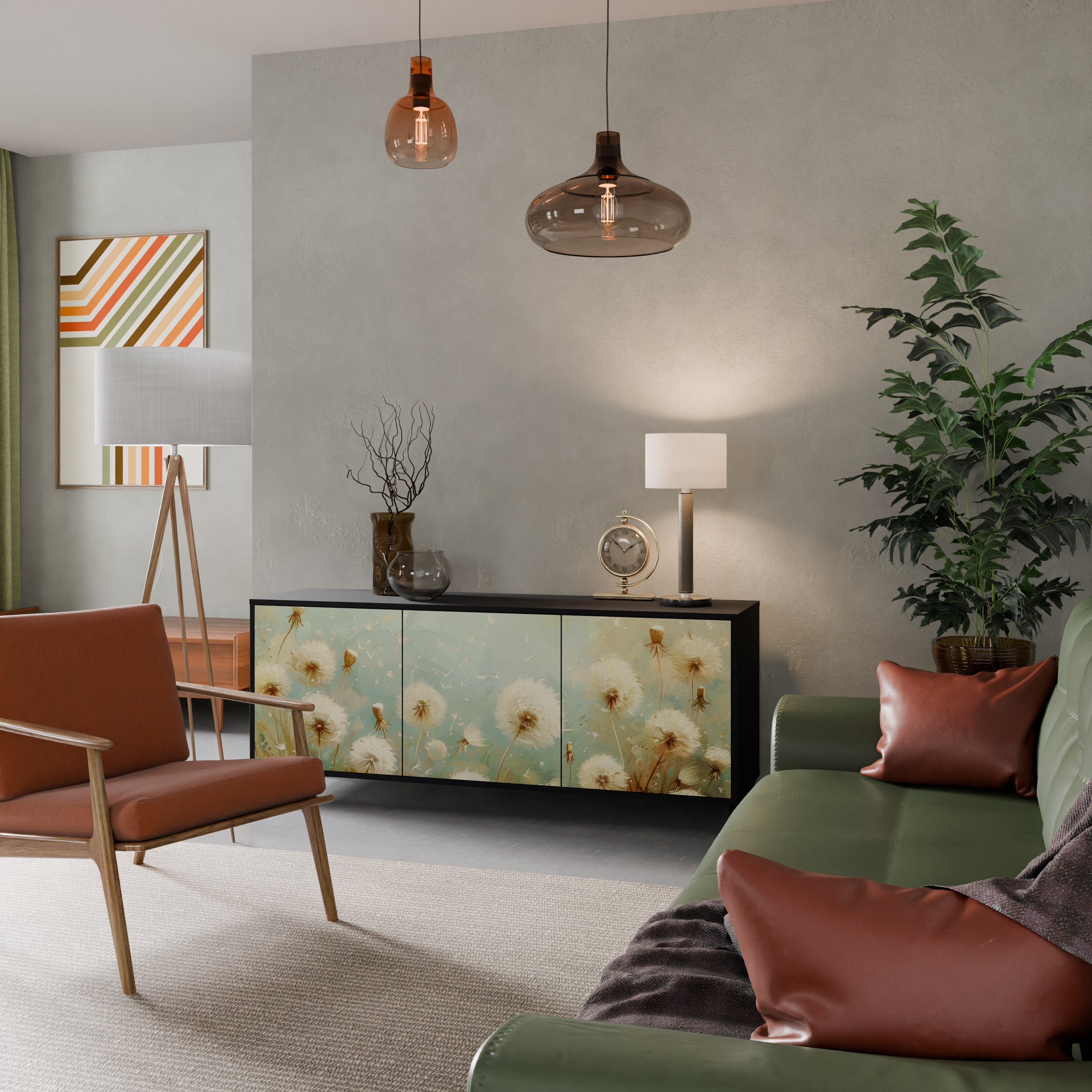 DREAMY MEADOW 3-türiges Sideboard in Schwarz