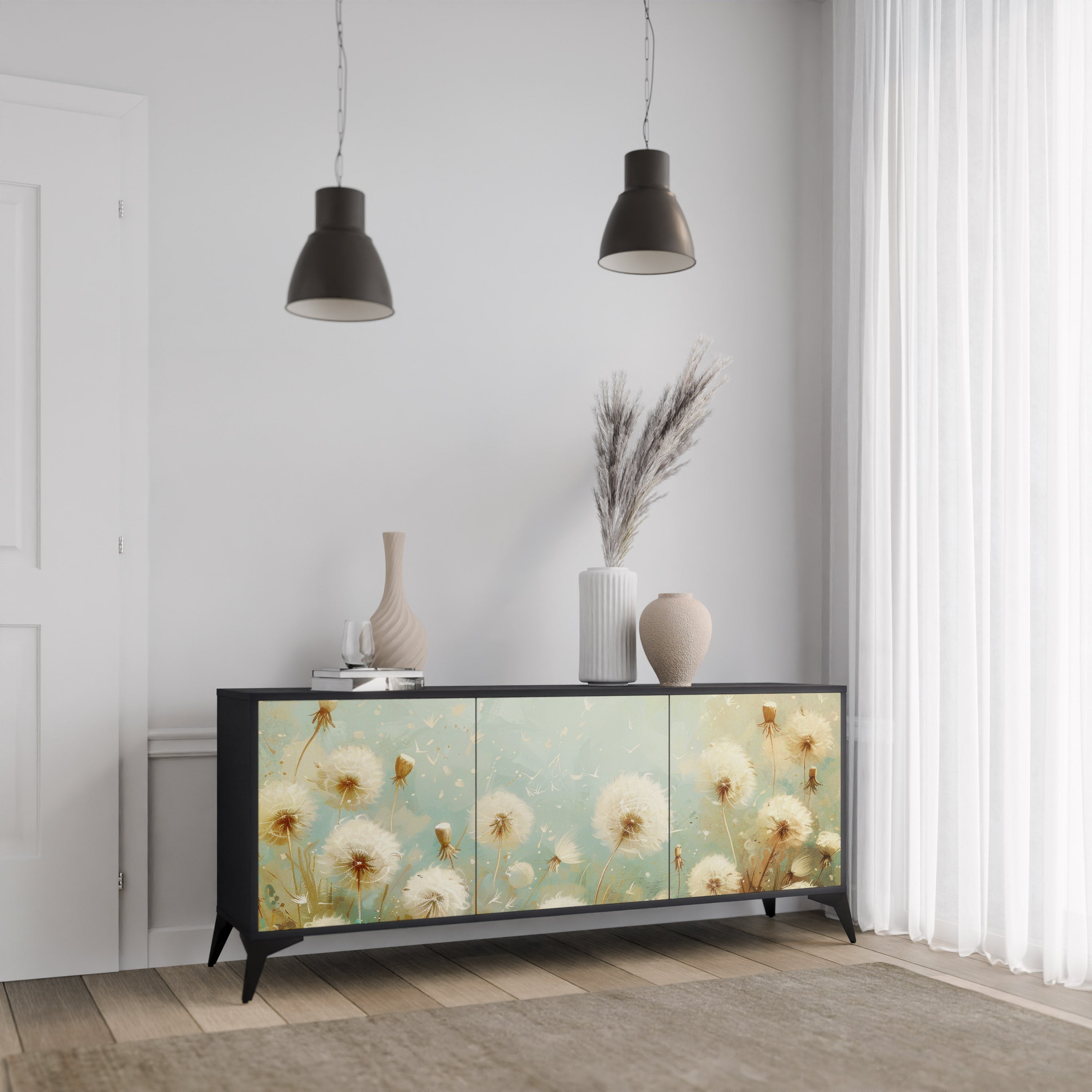 DREAMY MEADOW 3-türiges Sideboard in Schwarz