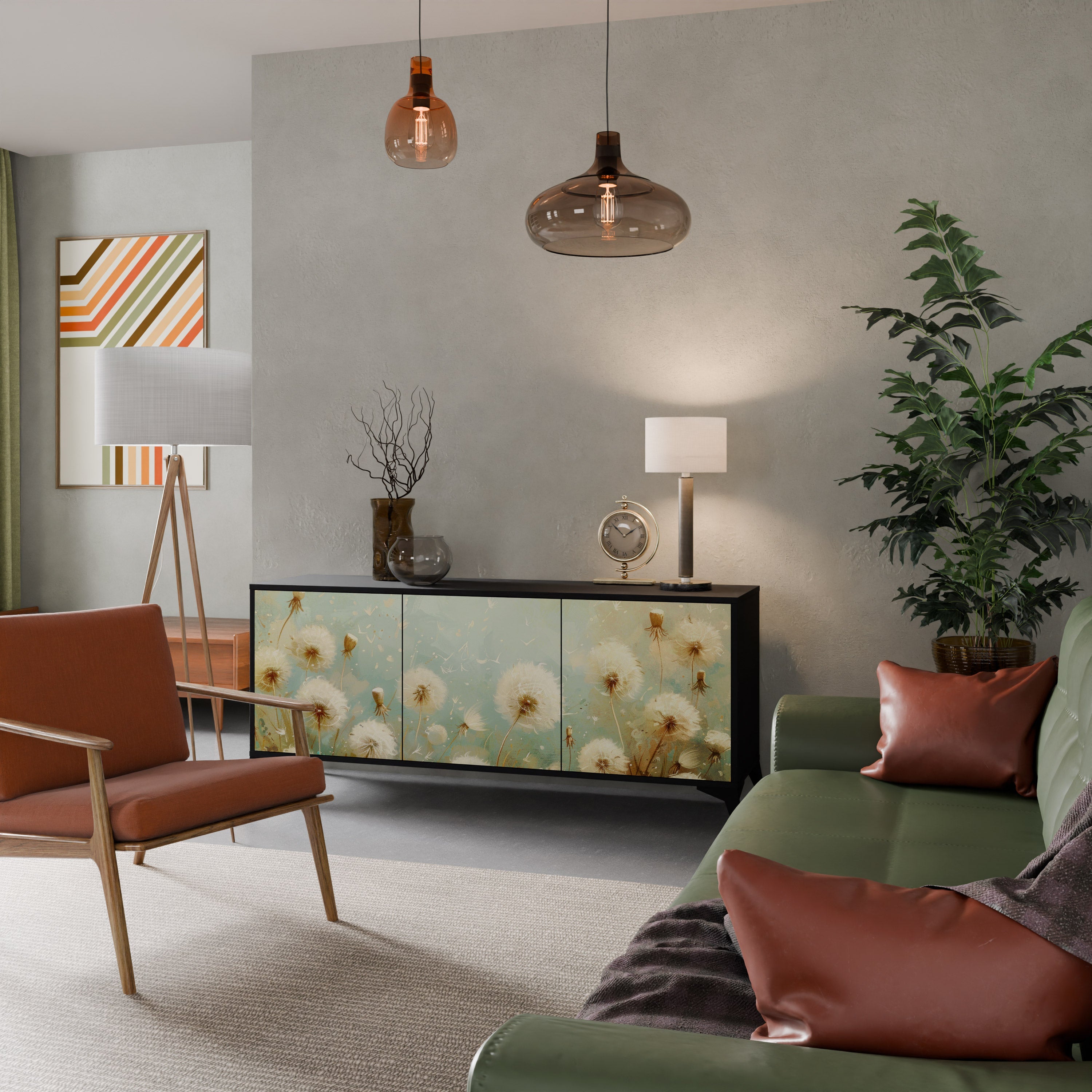 DREAMY MEADOW 3-türiges Sideboard in Schwarz