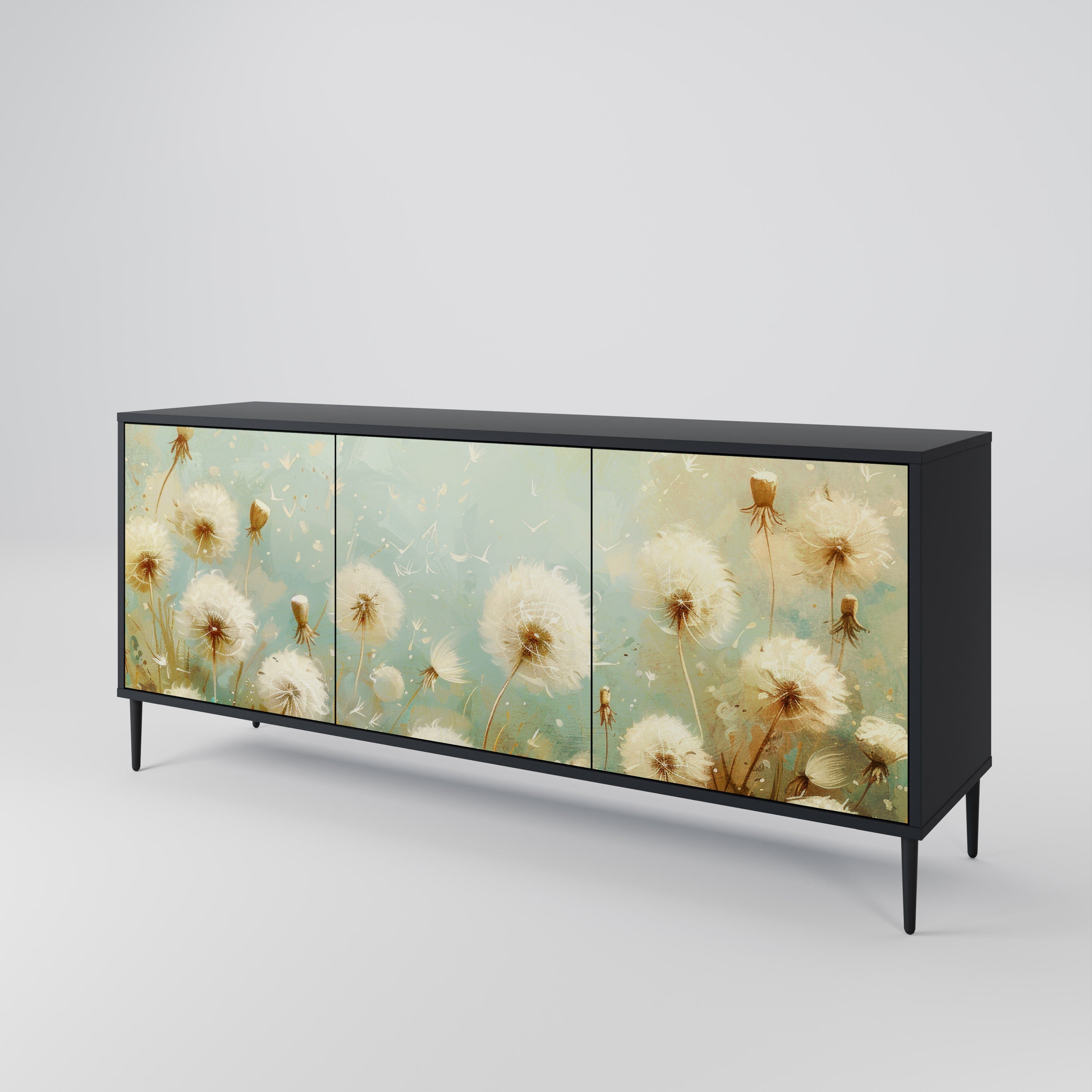 DREAMY MEADOW 3-türiges Sideboard in Schwarz