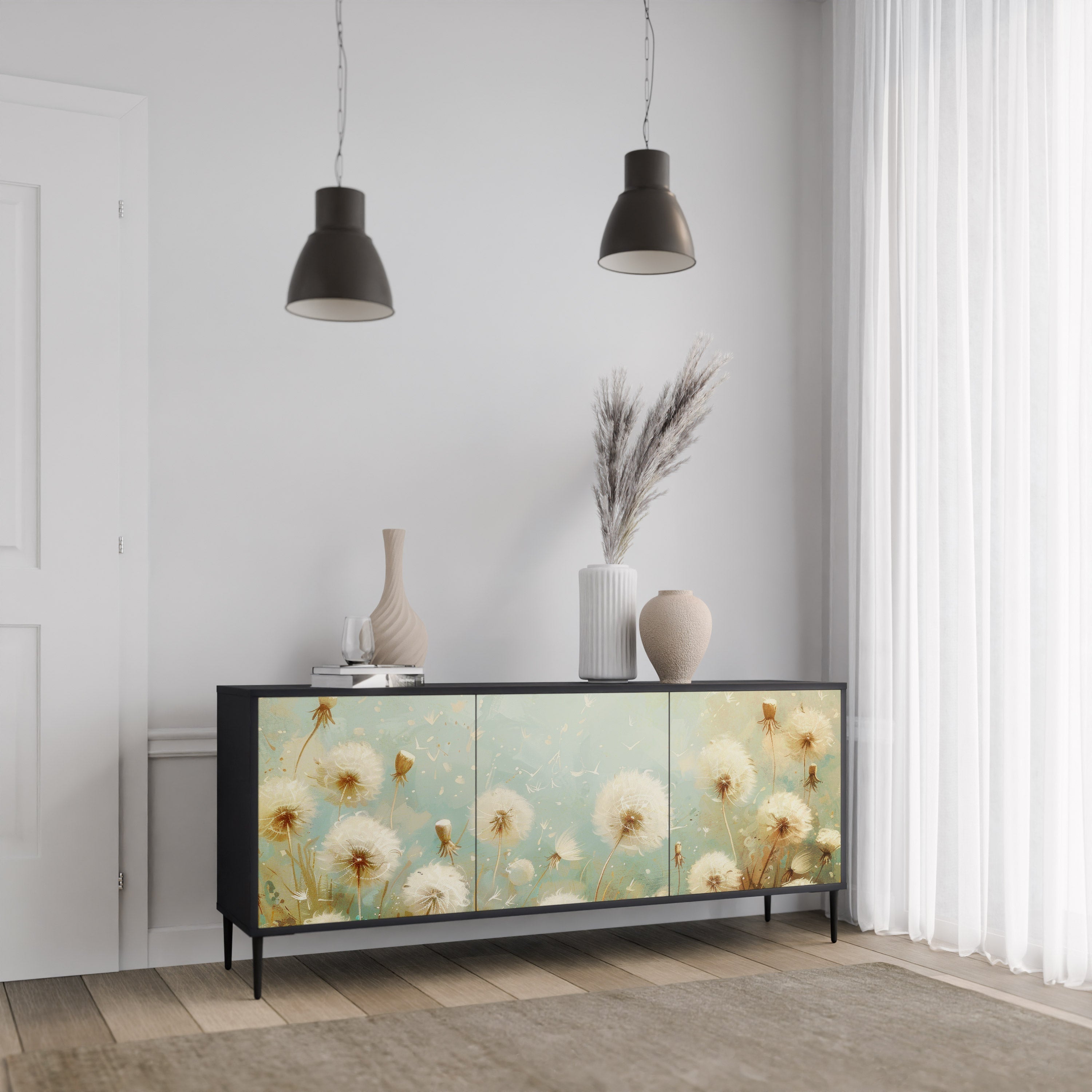 DREAMY MEADOW 3-türiges Sideboard in Schwarz