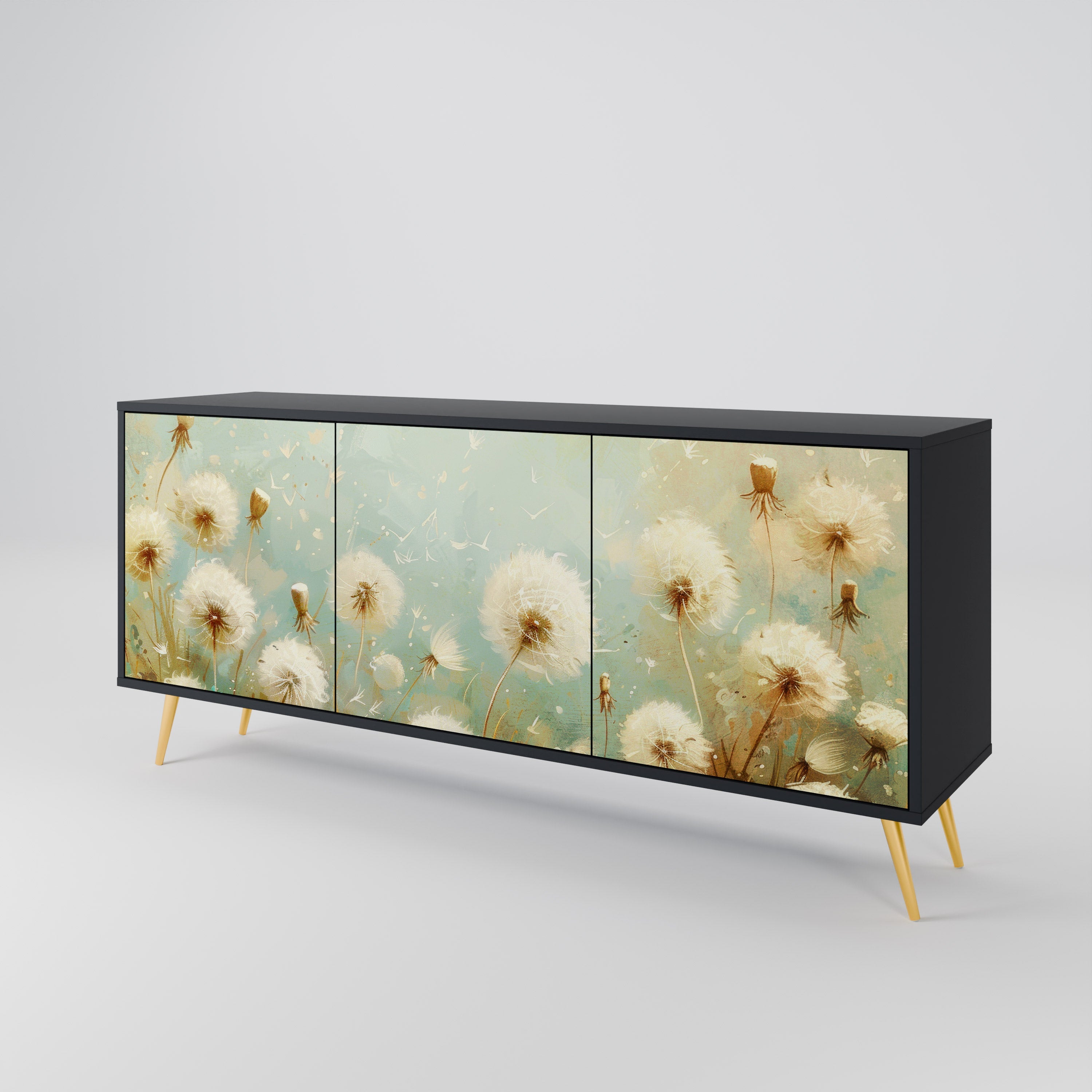 DREAMY MEADOW 3-türiges Sideboard in Schwarz