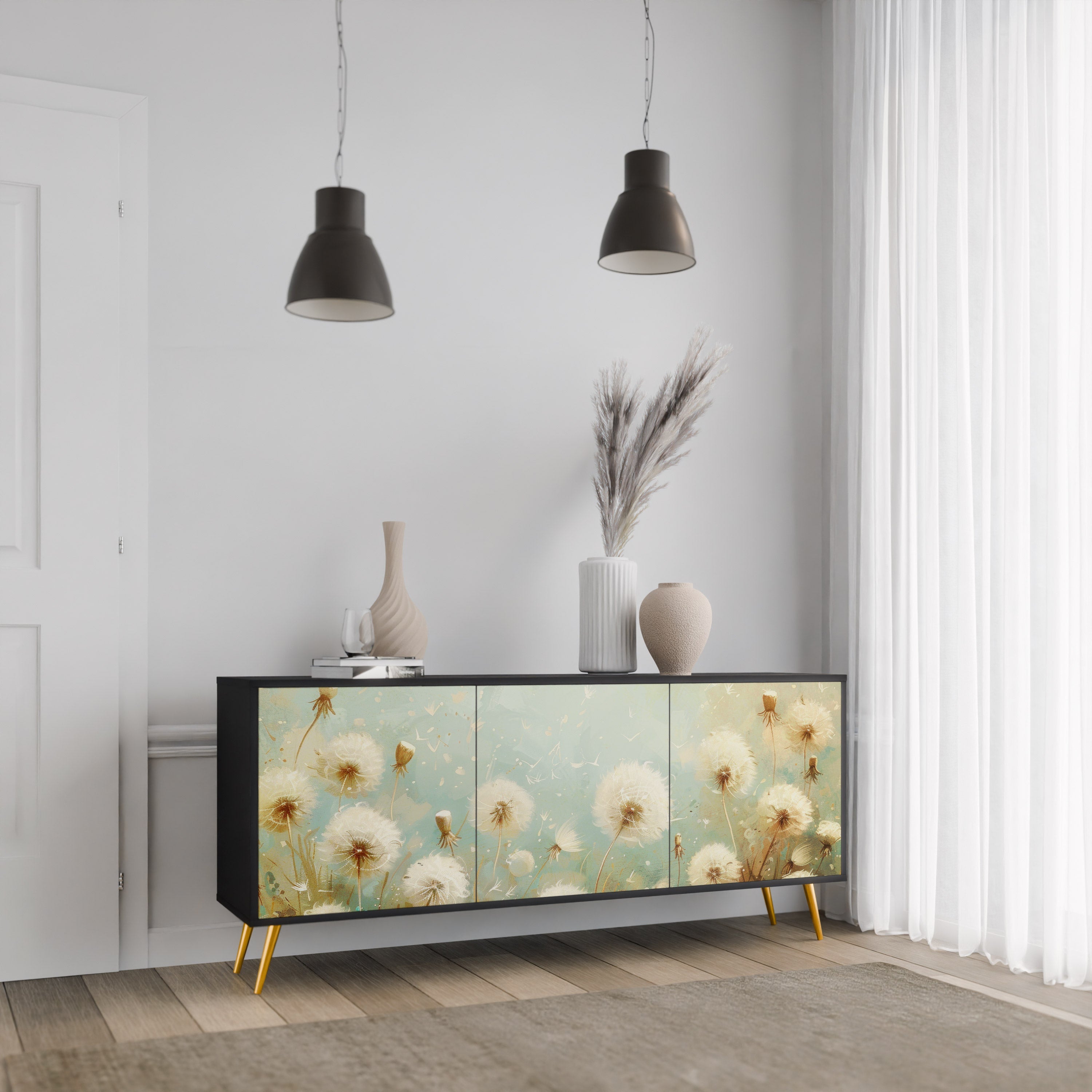 DREAMY MEADOW 3-türiges Sideboard in Schwarz