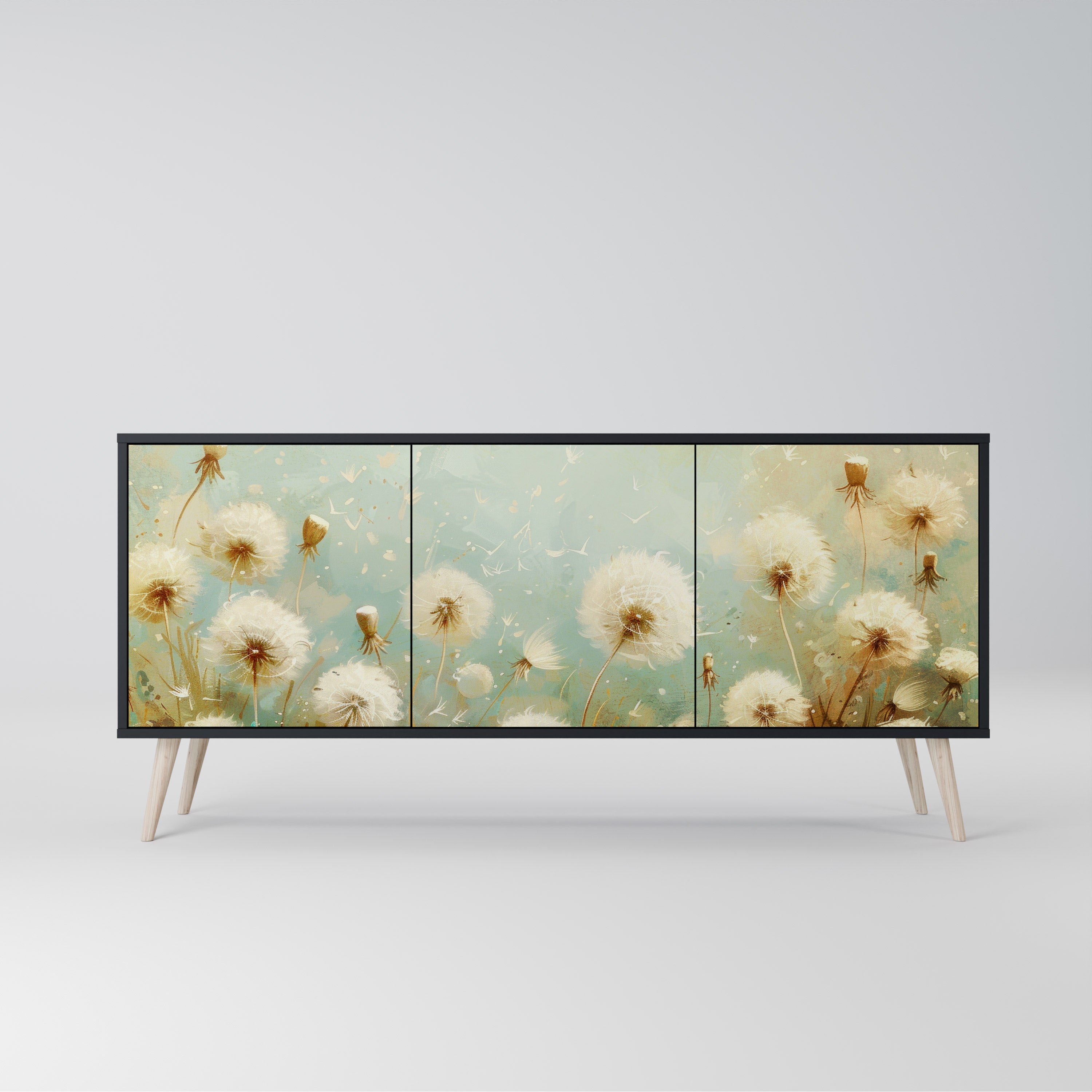 DREAMY MEADOW 3-türiges Sideboard in Schwarz