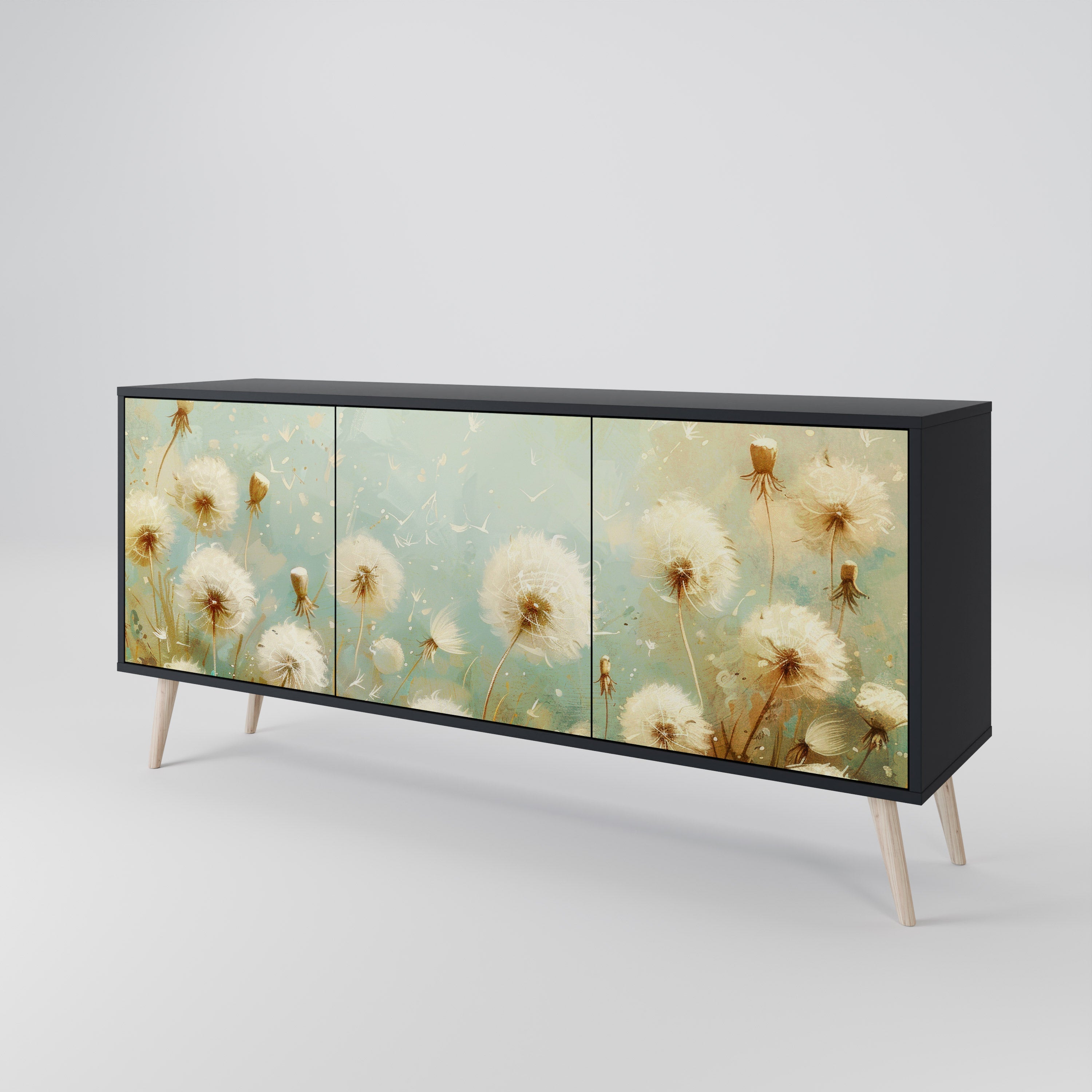 DREAMY MEADOW 3-türiges Sideboard in Schwarz