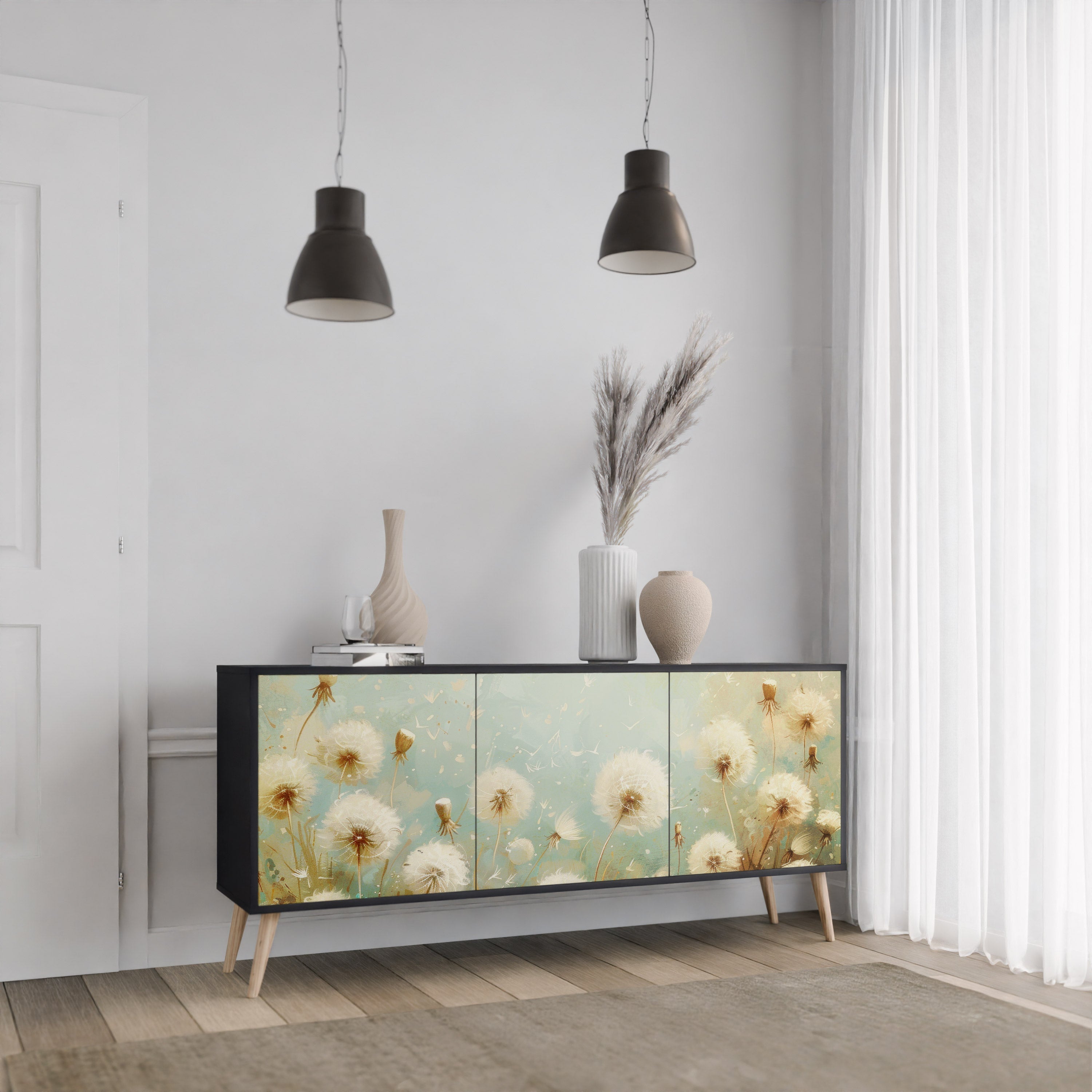 DREAMY MEADOW 3-türiges Sideboard in Schwarz