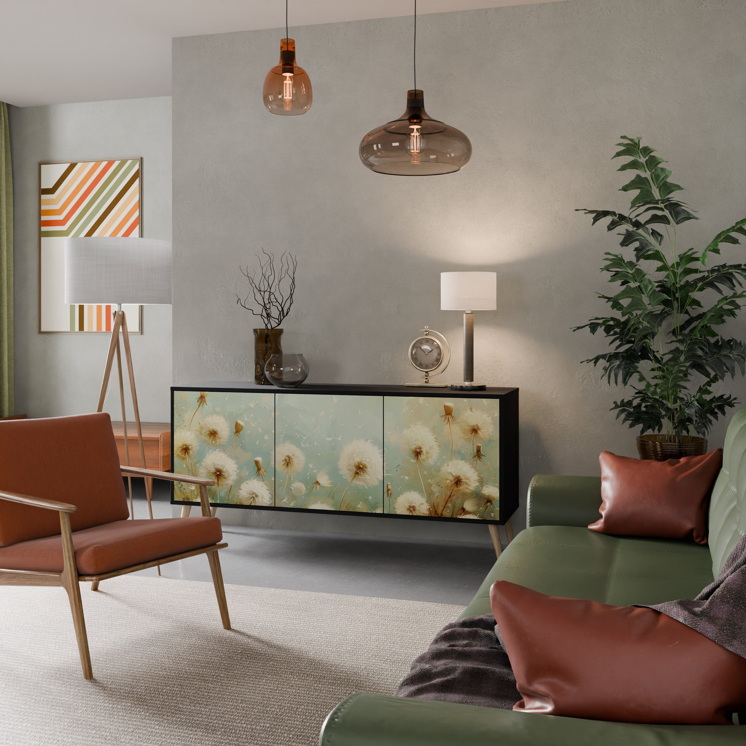 DREAMY MEADOW 3-türiges Sideboard in Schwarz