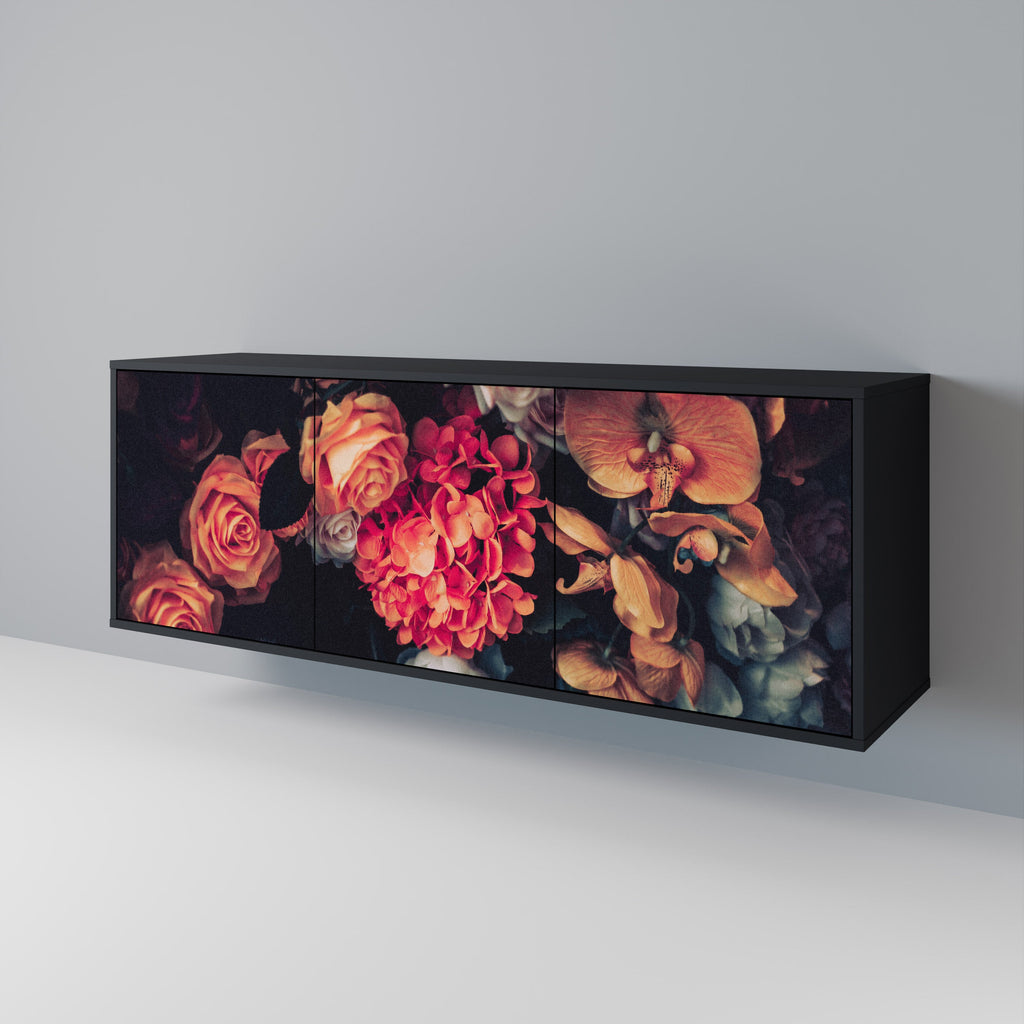 NEVERENDING BLOOM Sideboard mit 3 Türen in Schwarz