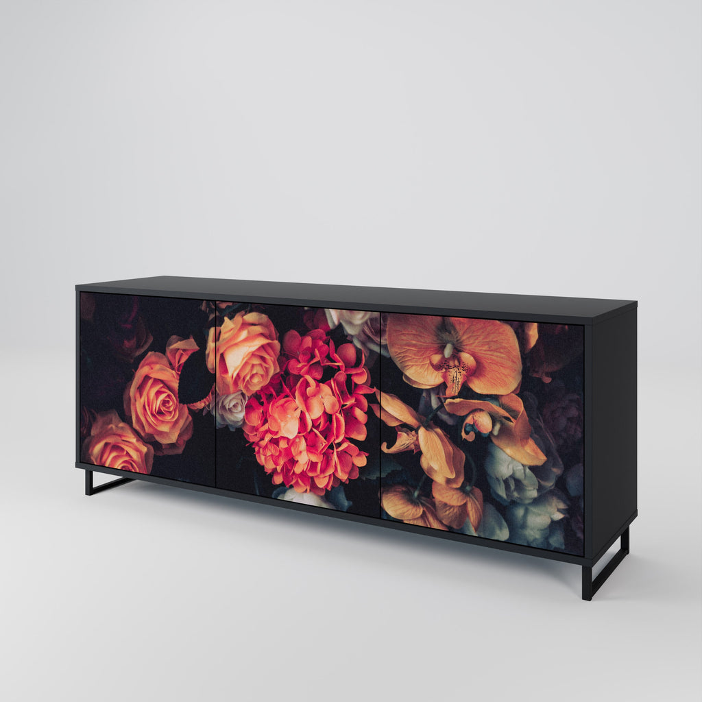 NEVERENDING BLOOM Sideboard mit 3 Türen in Schwarz