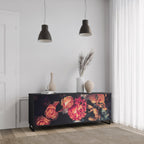 NEVERENDING BLOOM 3-Door Sideboard in Black Finish