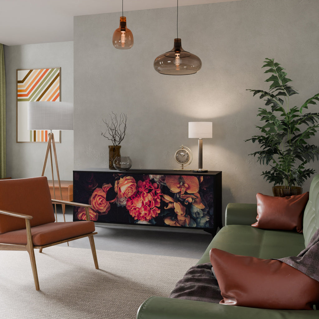 NEVERENDING BLOOM Sideboard mit 3 Türen in Schwarz