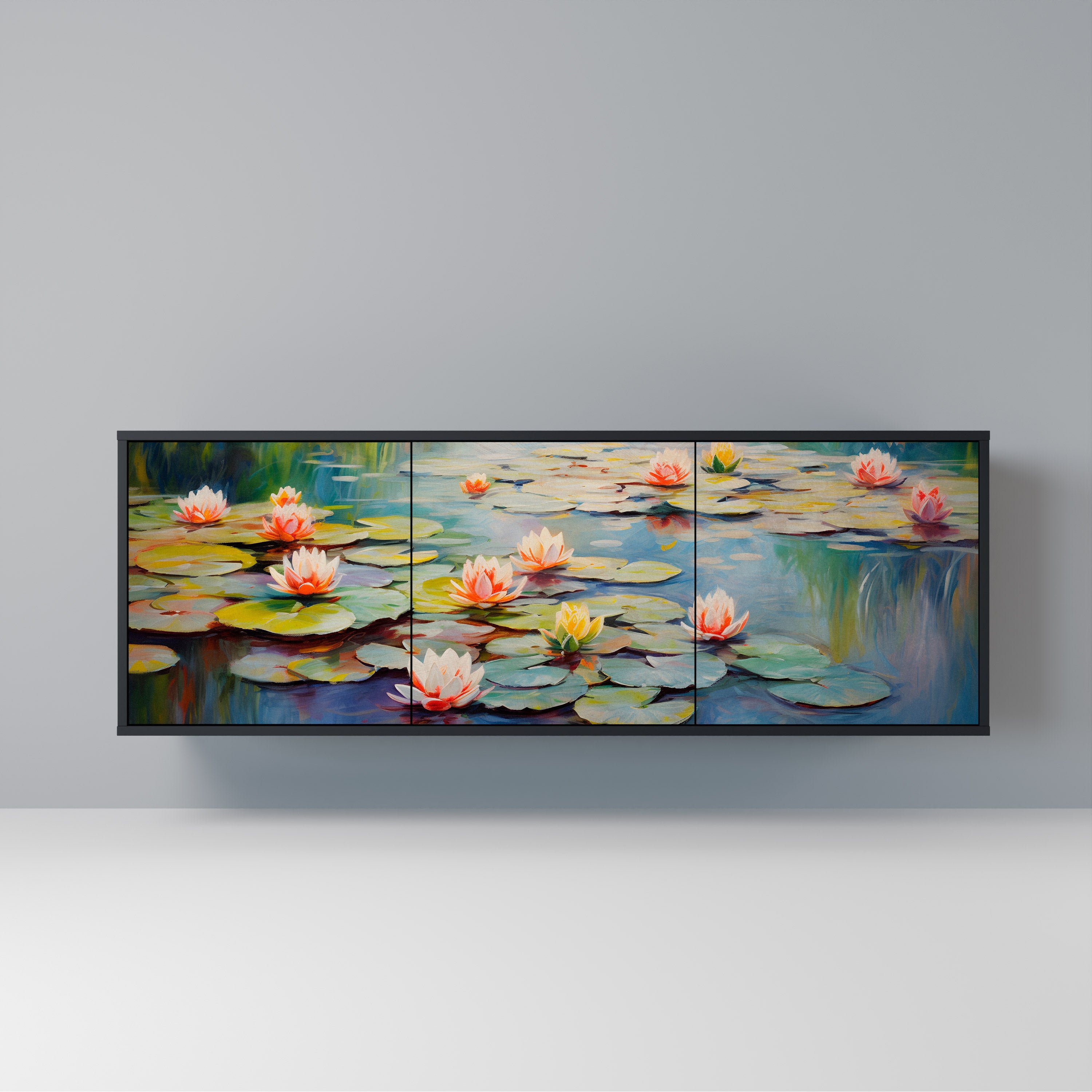 BLOOMING WATERS Sideboard mit 3 Türen in Schwarz