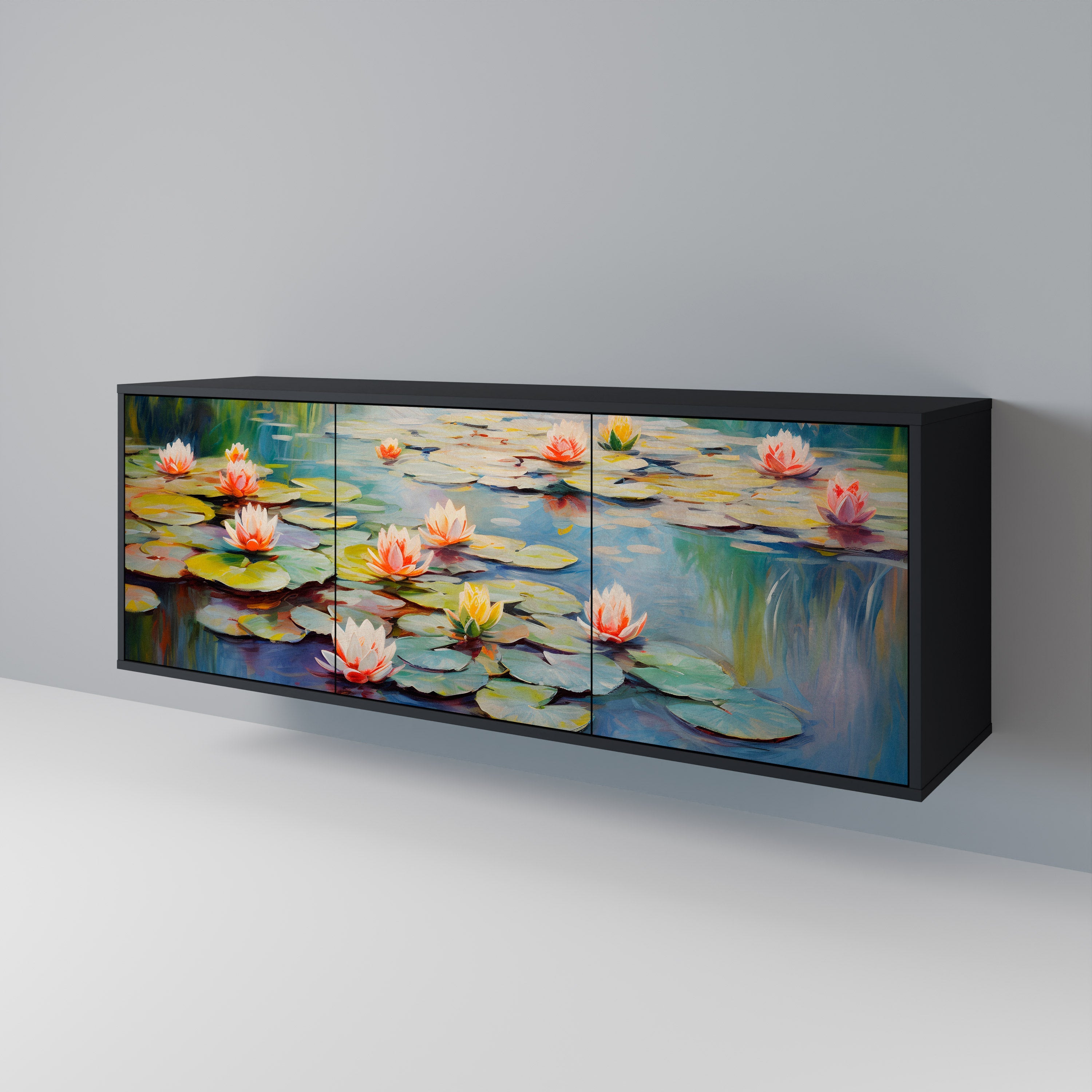 BLOOMING WATERS Sideboard mit 3 Türen in Schwarz