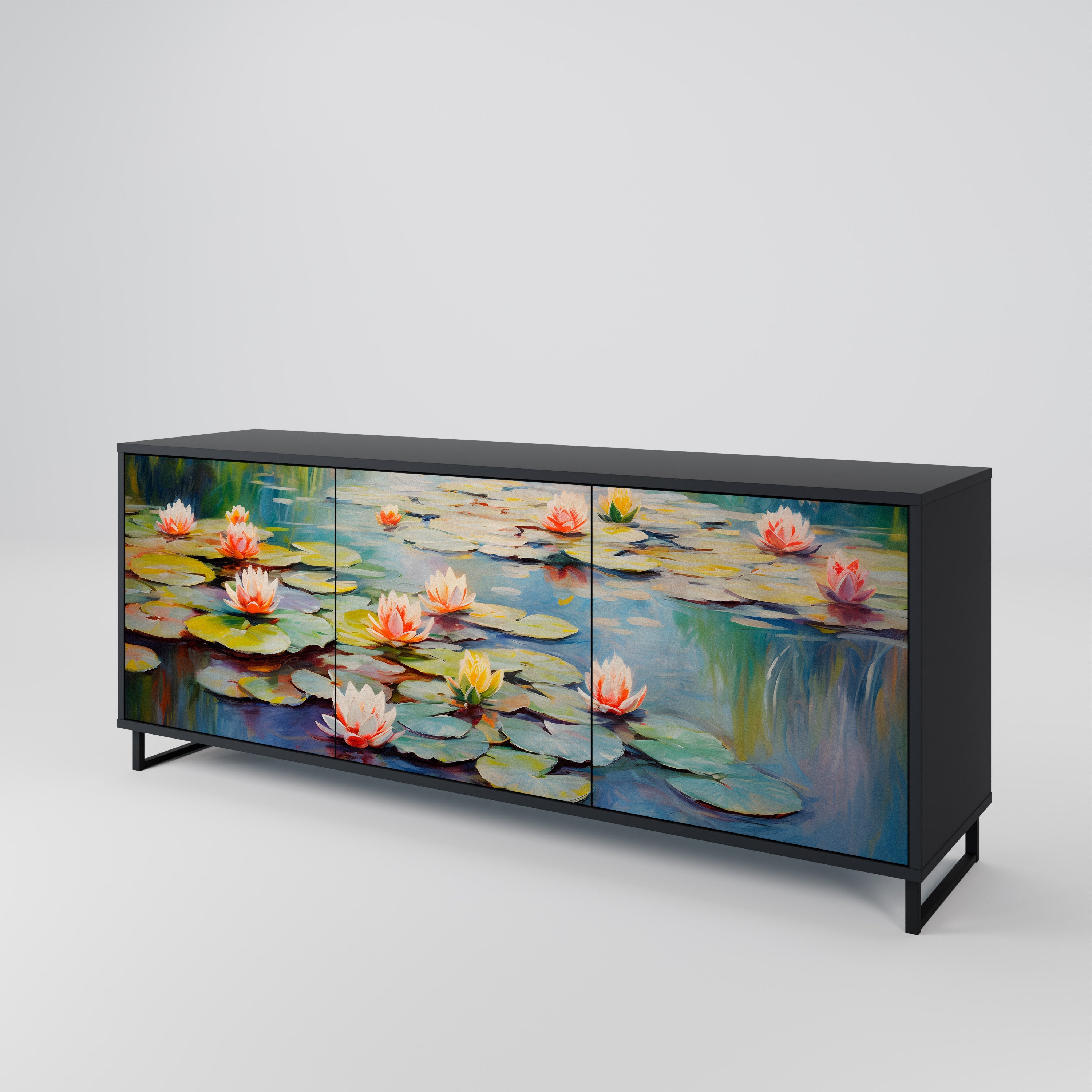 BLOOMING WATERS Sideboard mit 3 Türen in Schwarz