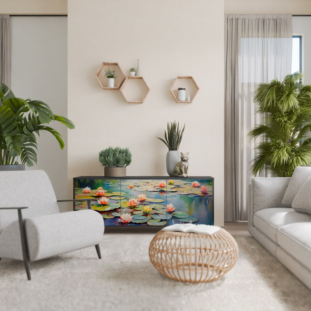 BLOOMING WATERS Sideboard mit 3 Türen in Schwarz