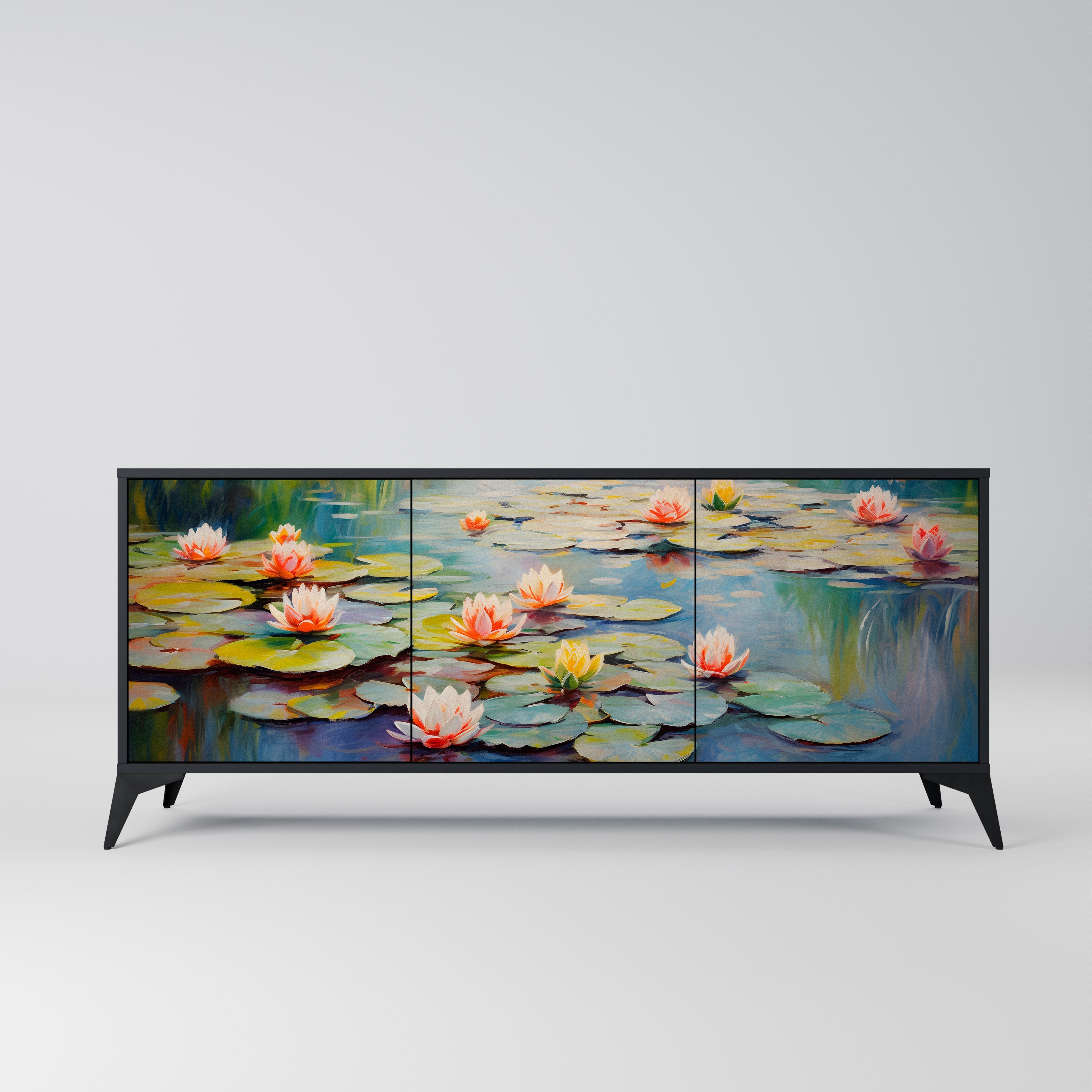 BLOOMING WATERS Sideboard mit 3 Türen in Schwarz