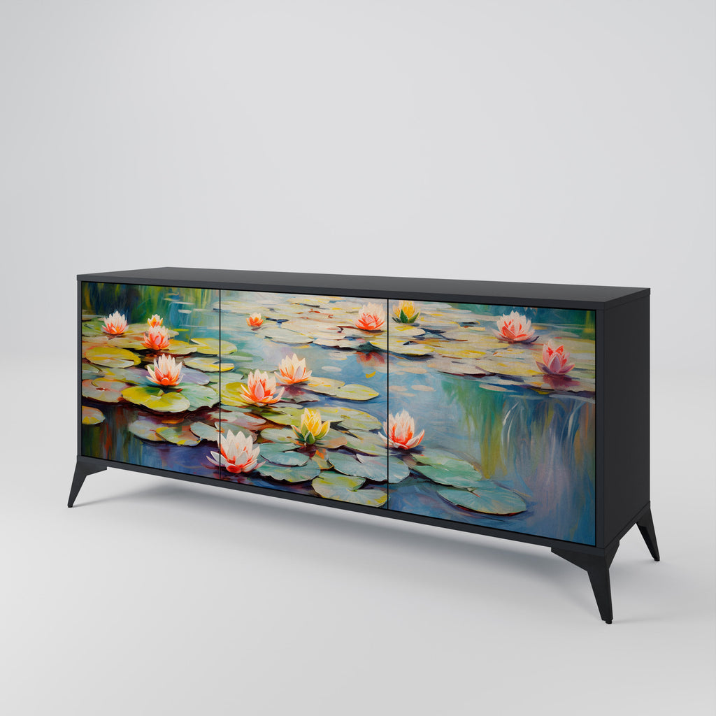 BLOOMING WATERS Sideboard mit 3 Türen in Schwarz