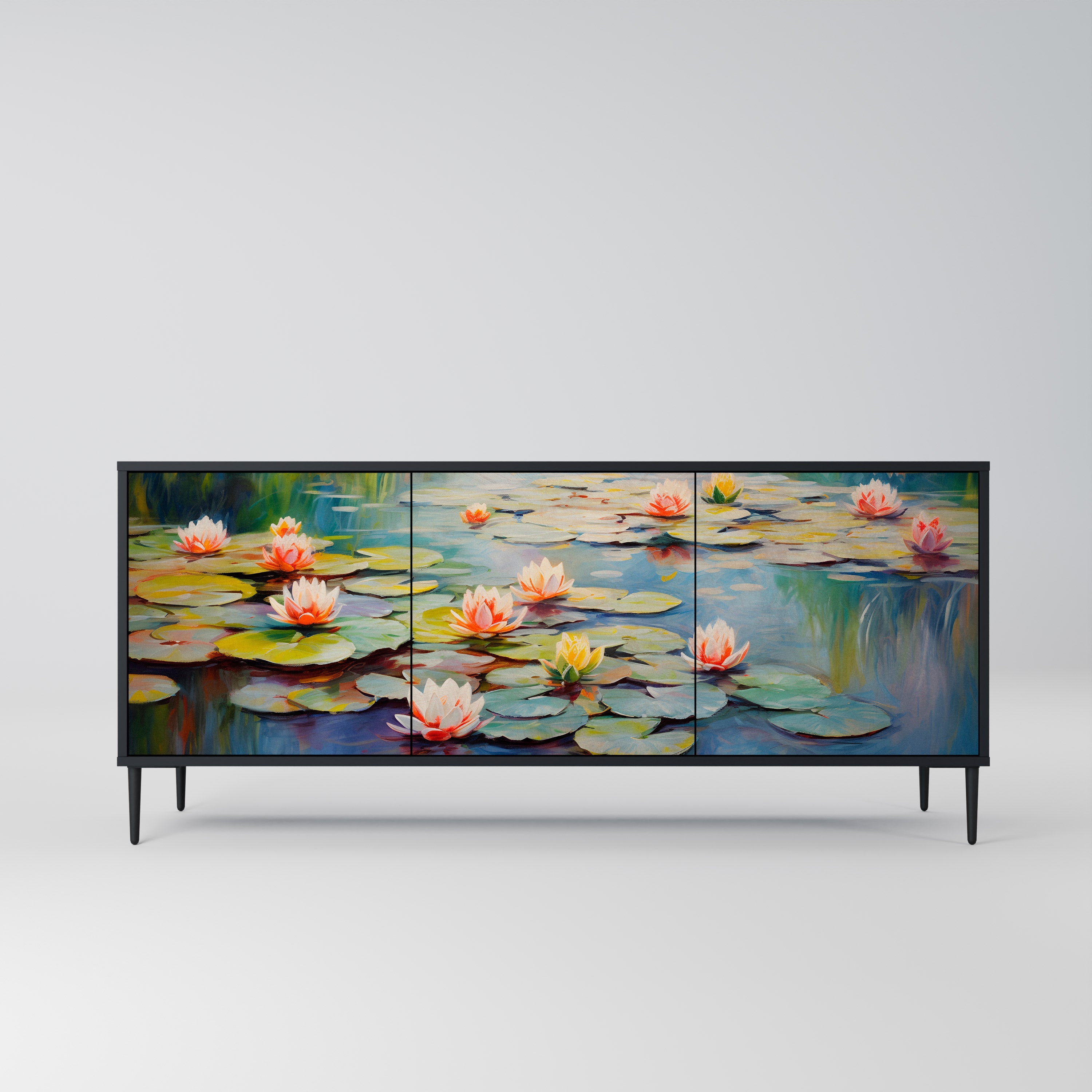 BLOOMING WATERS Sideboard mit 3 Türen in Schwarz