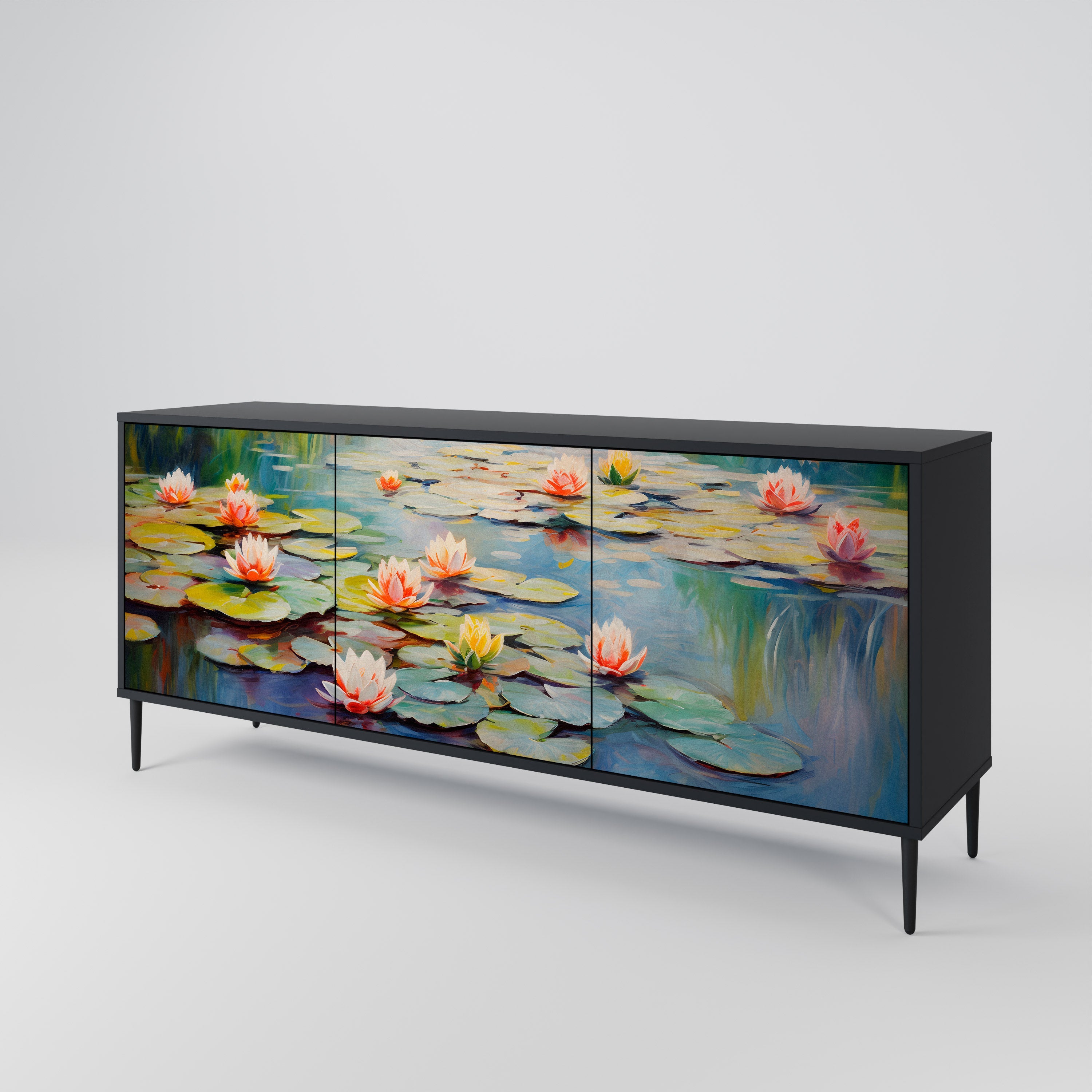 BLOOMING WATERS Sideboard mit 3 Türen in Schwarz