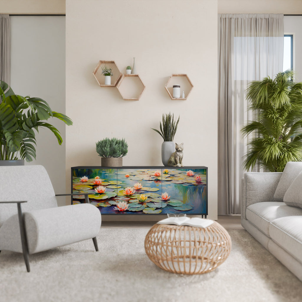 BLOOMING WATERS Sideboard mit 3 Türen in Schwarz