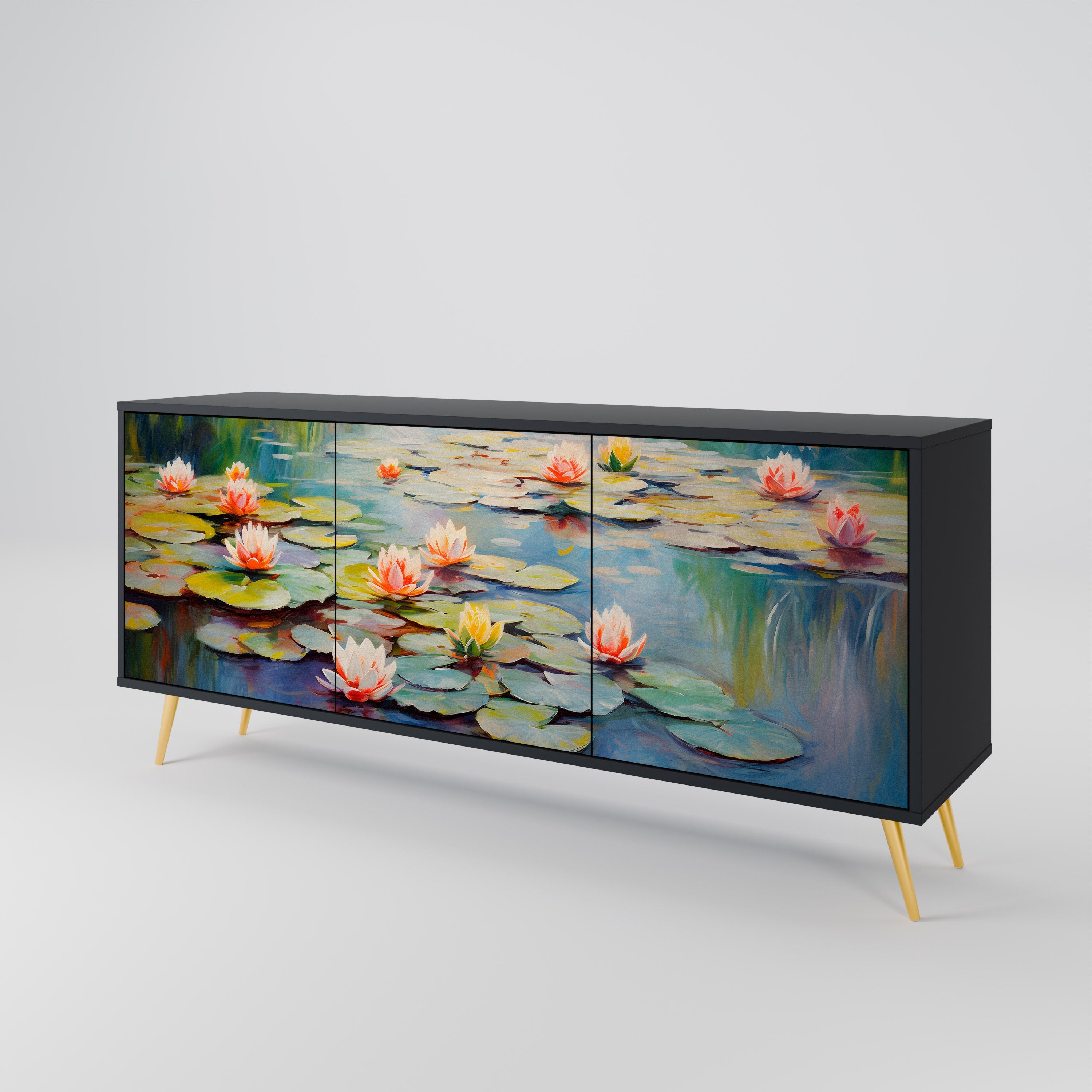 BLOOMING WATERS Sideboard mit 3 Türen in Schwarz