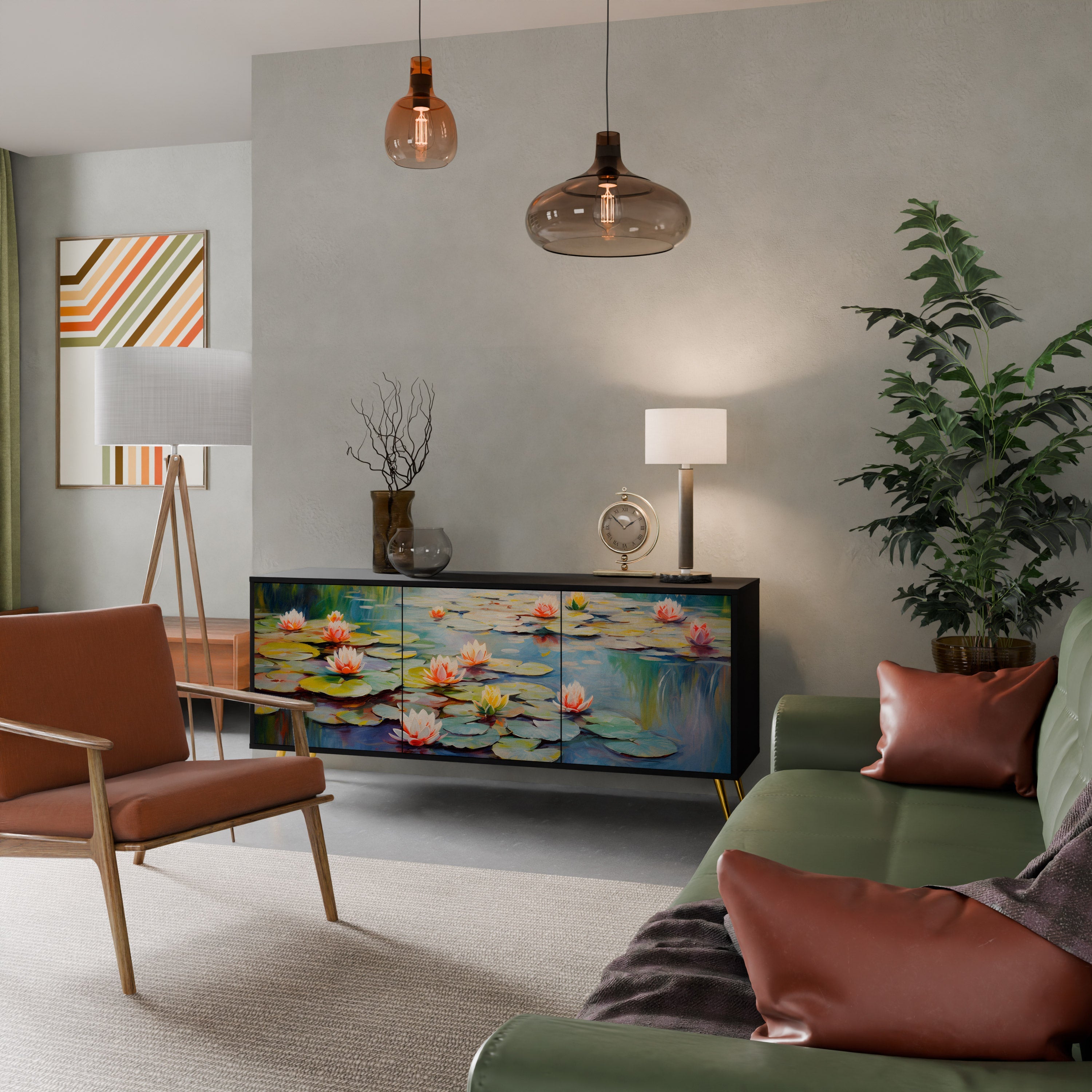 BLOOMING WATERS Sideboard mit 3 Türen in Schwarz