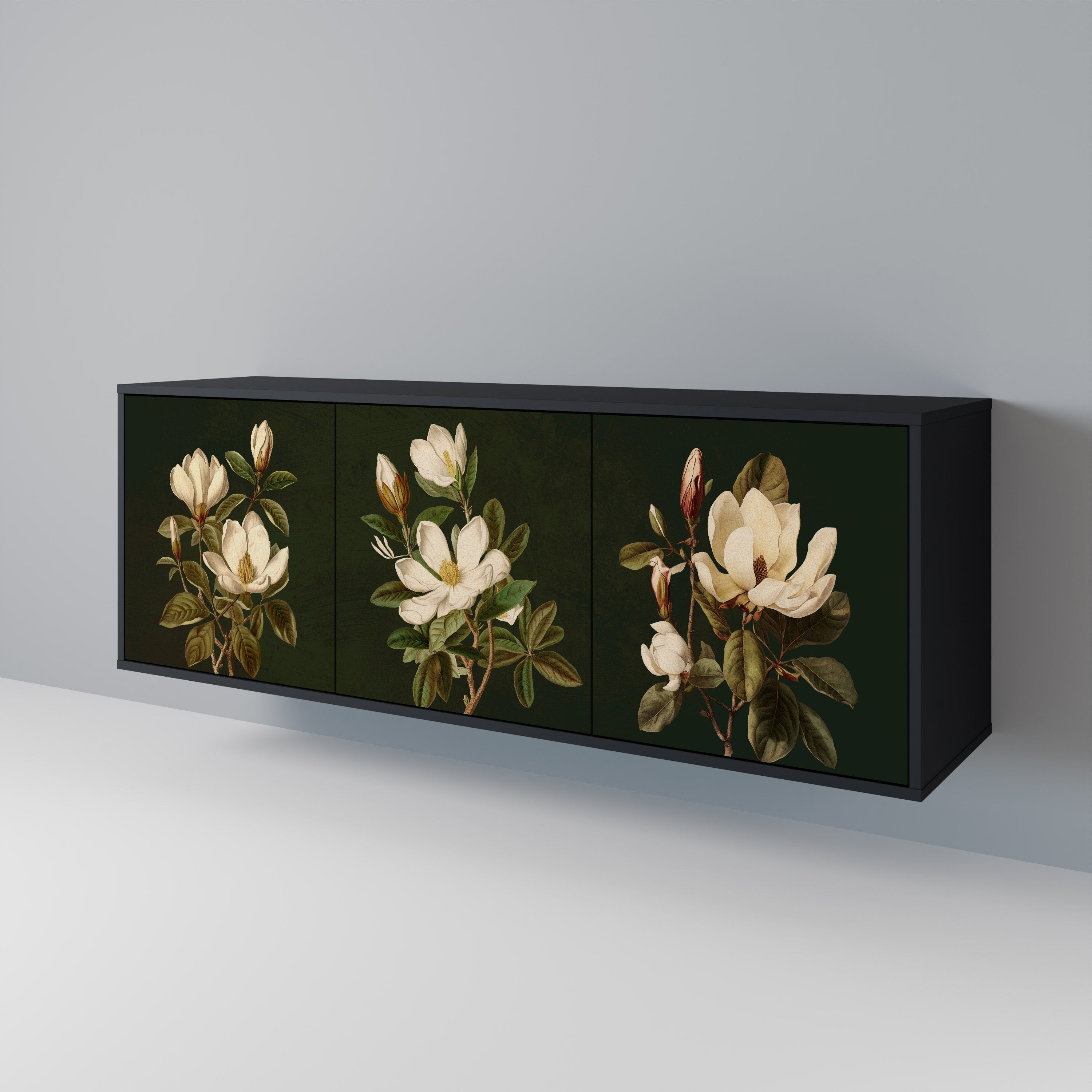 FLORAL NOIR 3-türiges Sideboard in Schwarz
