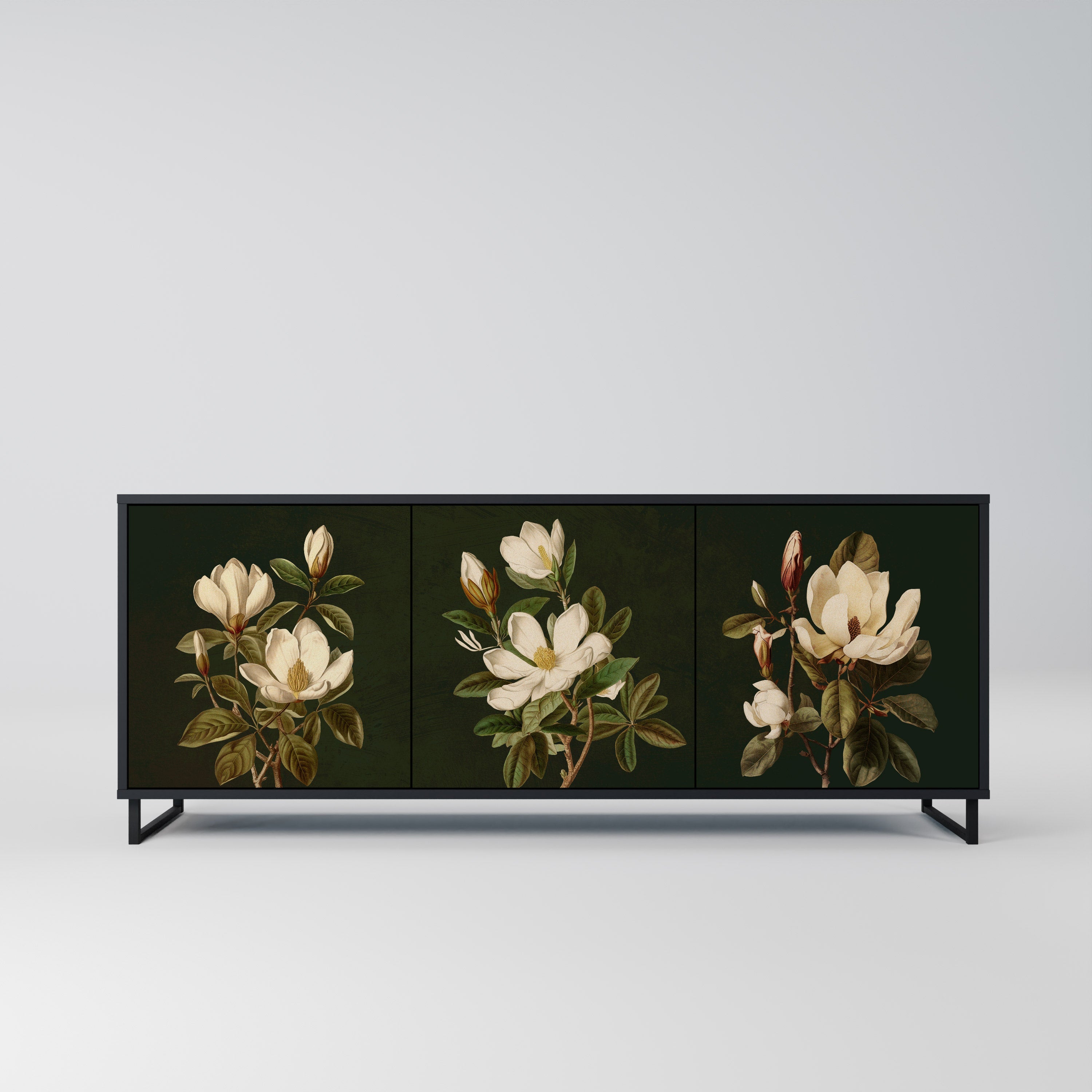 FLORAL NOIR 3-türiges Sideboard in Schwarz