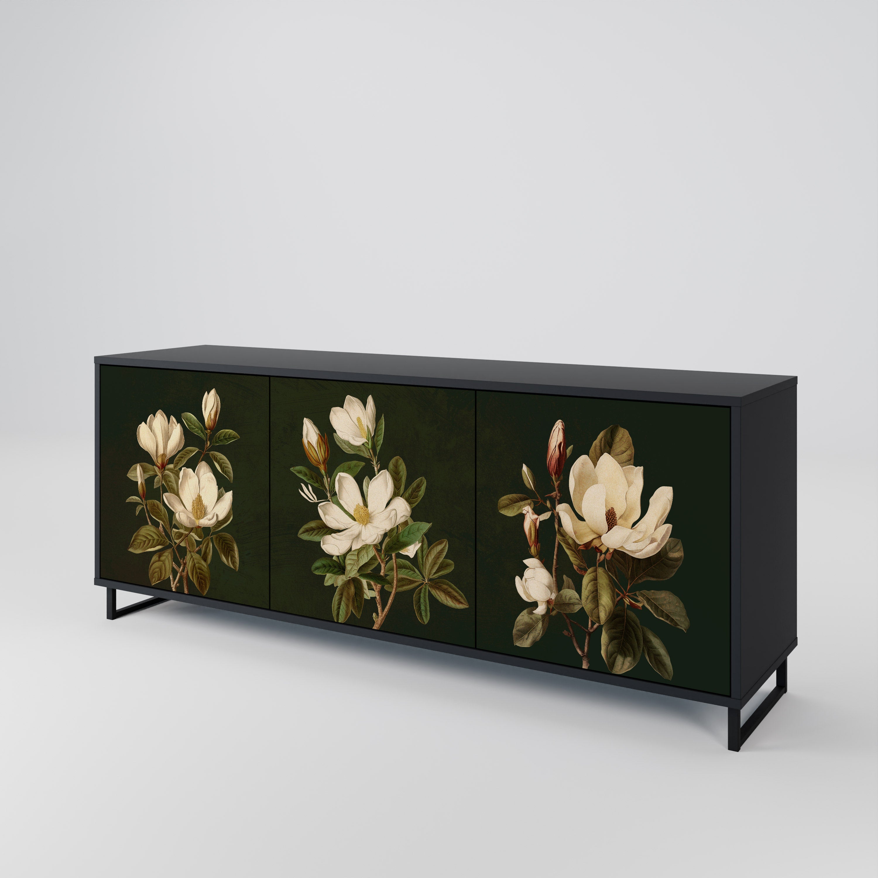 FLORAL NOIR 3-türiges Sideboard in Schwarz