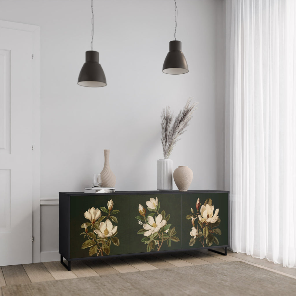 FLORAL NOIR 3-türiges Sideboard in Schwarz