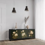 FLORAL NOIR 3-Door Sideboard in Black Finish