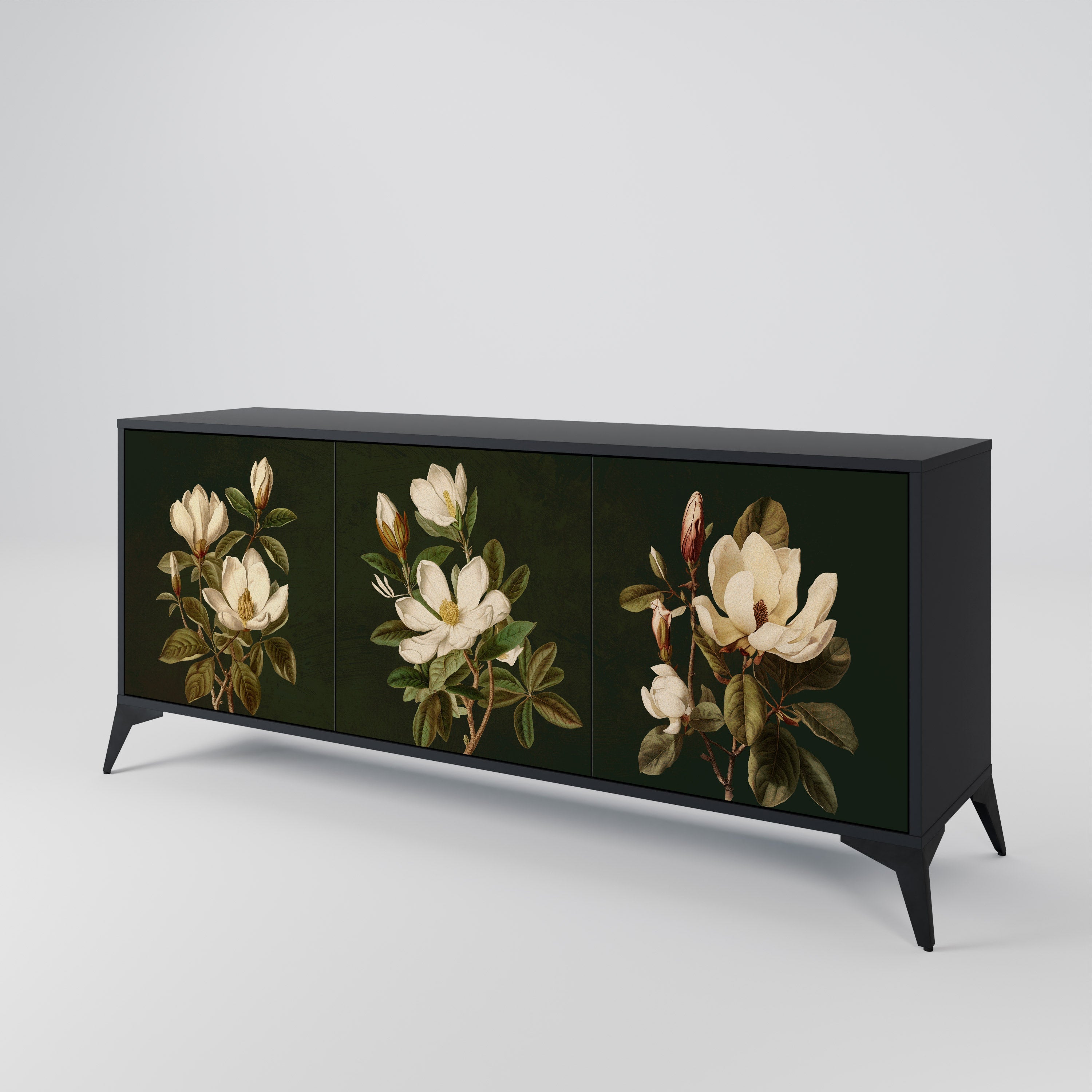 FLORAL NOIR 3-türiges Sideboard in Schwarz