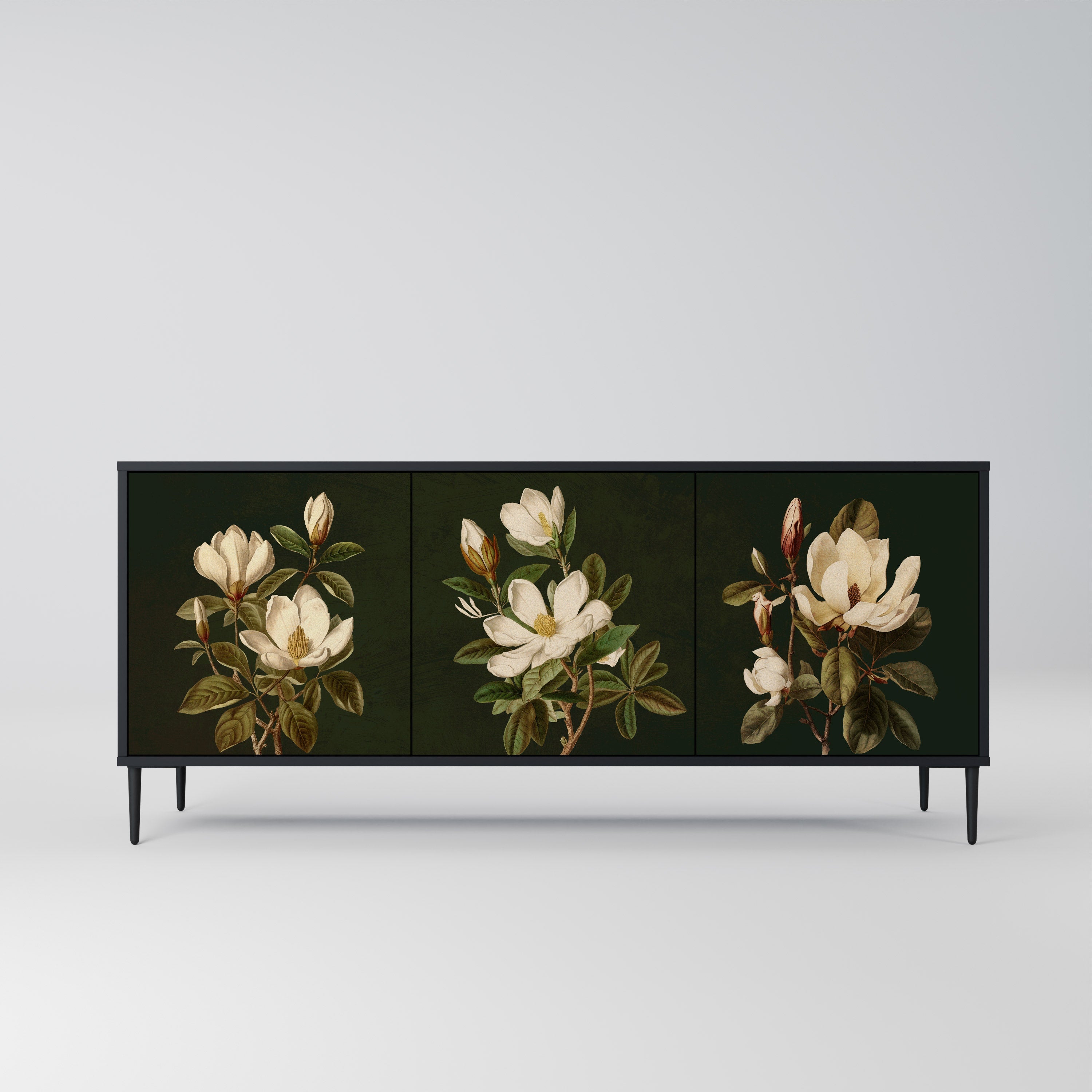 FLORAL NOIR 3-türiges Sideboard in Schwarz