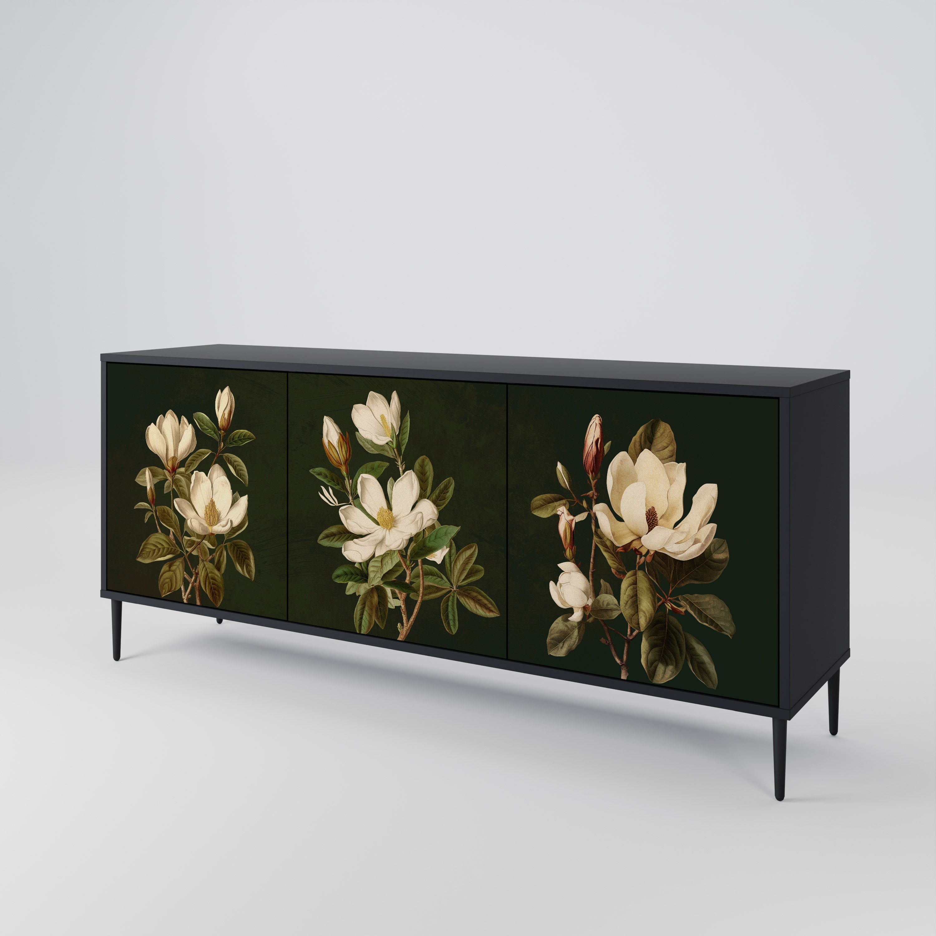 FLORAL NOIR 3-türiges Sideboard in Schwarz