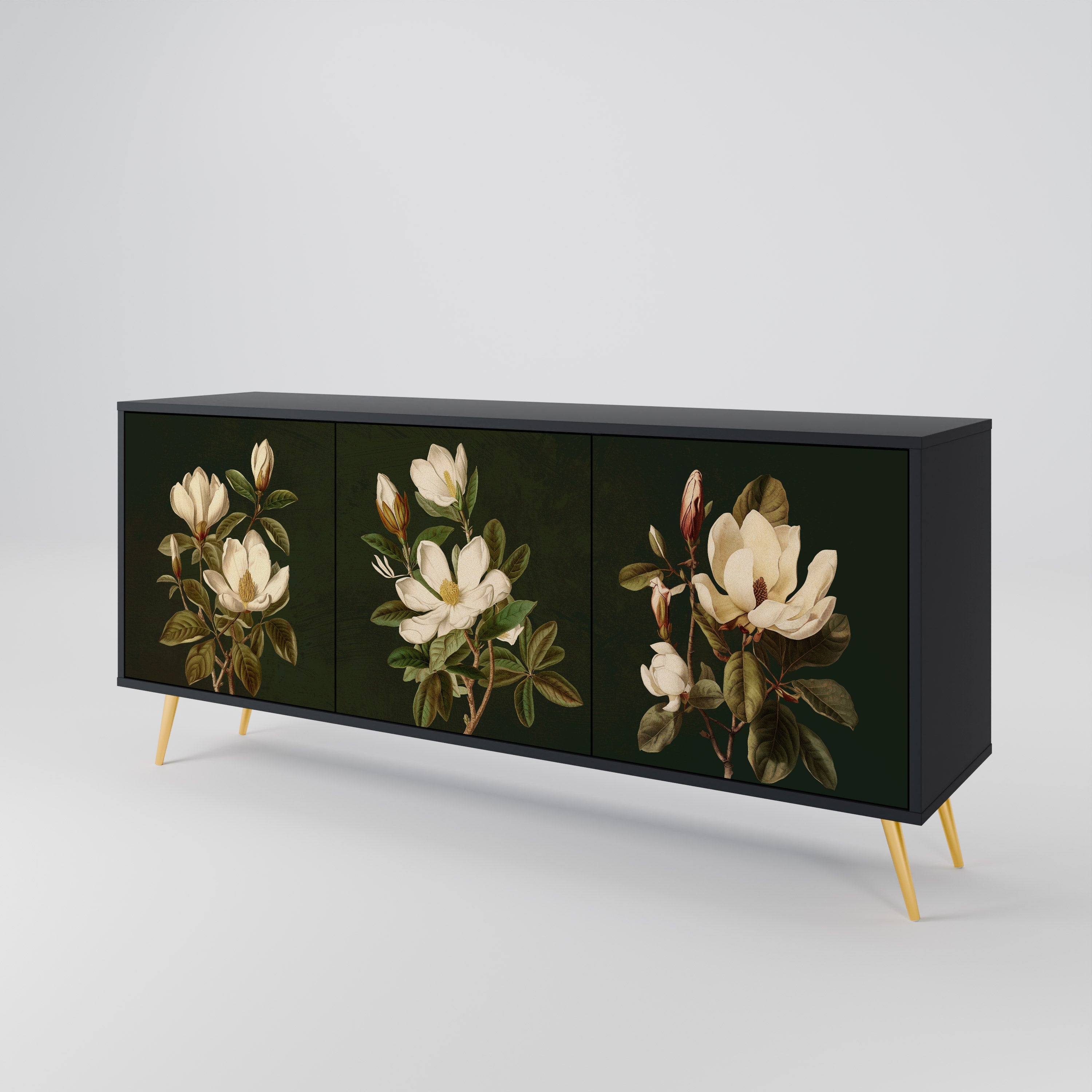 FLORAL NOIR 3-türiges Sideboard in Schwarz