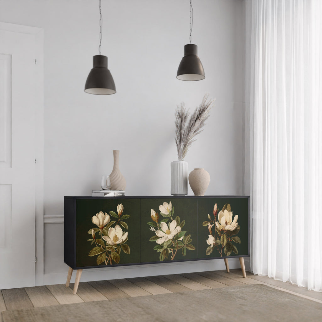 FLORAL NOIR 3-türiges Sideboard in Schwarz
