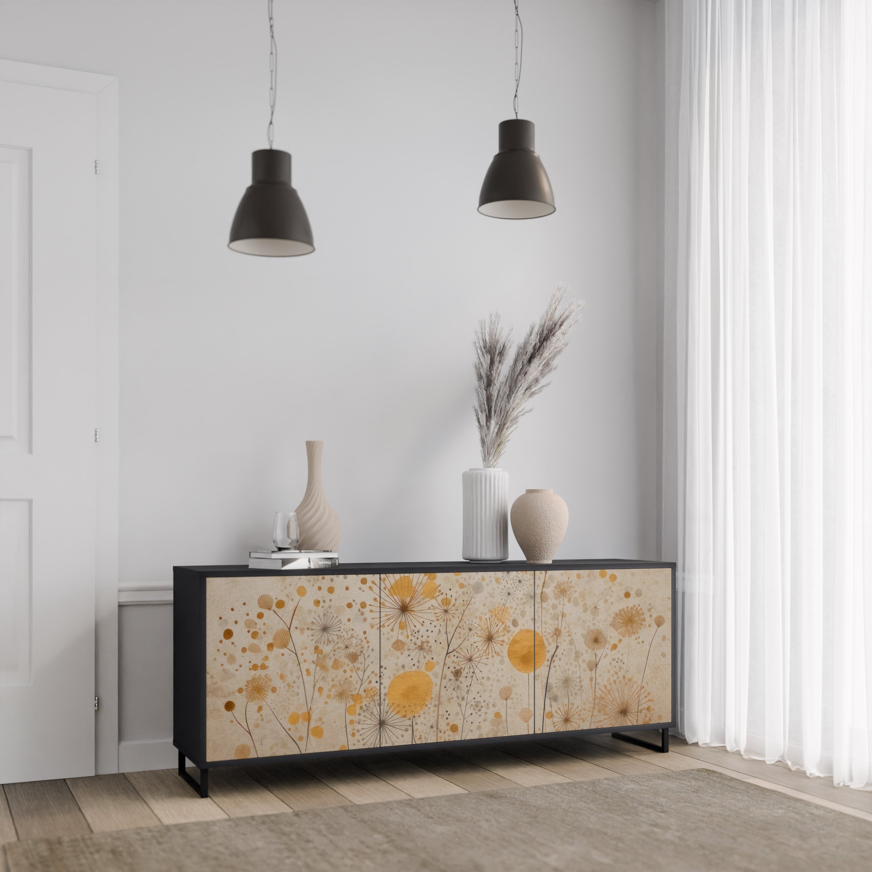 MORNING GLADE 3-türiges Sideboard in Schwarz
