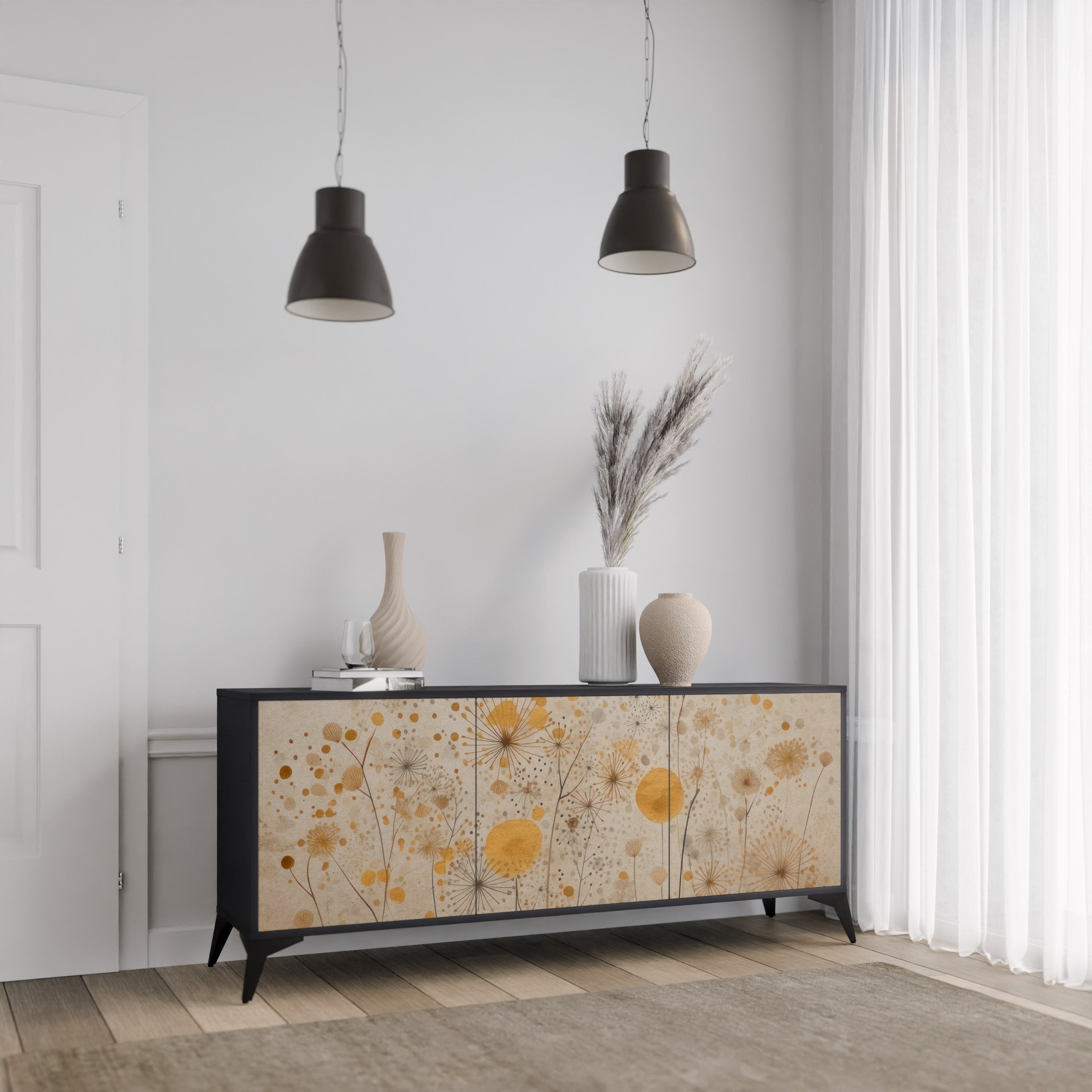 MORNING GLADE 3-türiges Sideboard in Schwarz