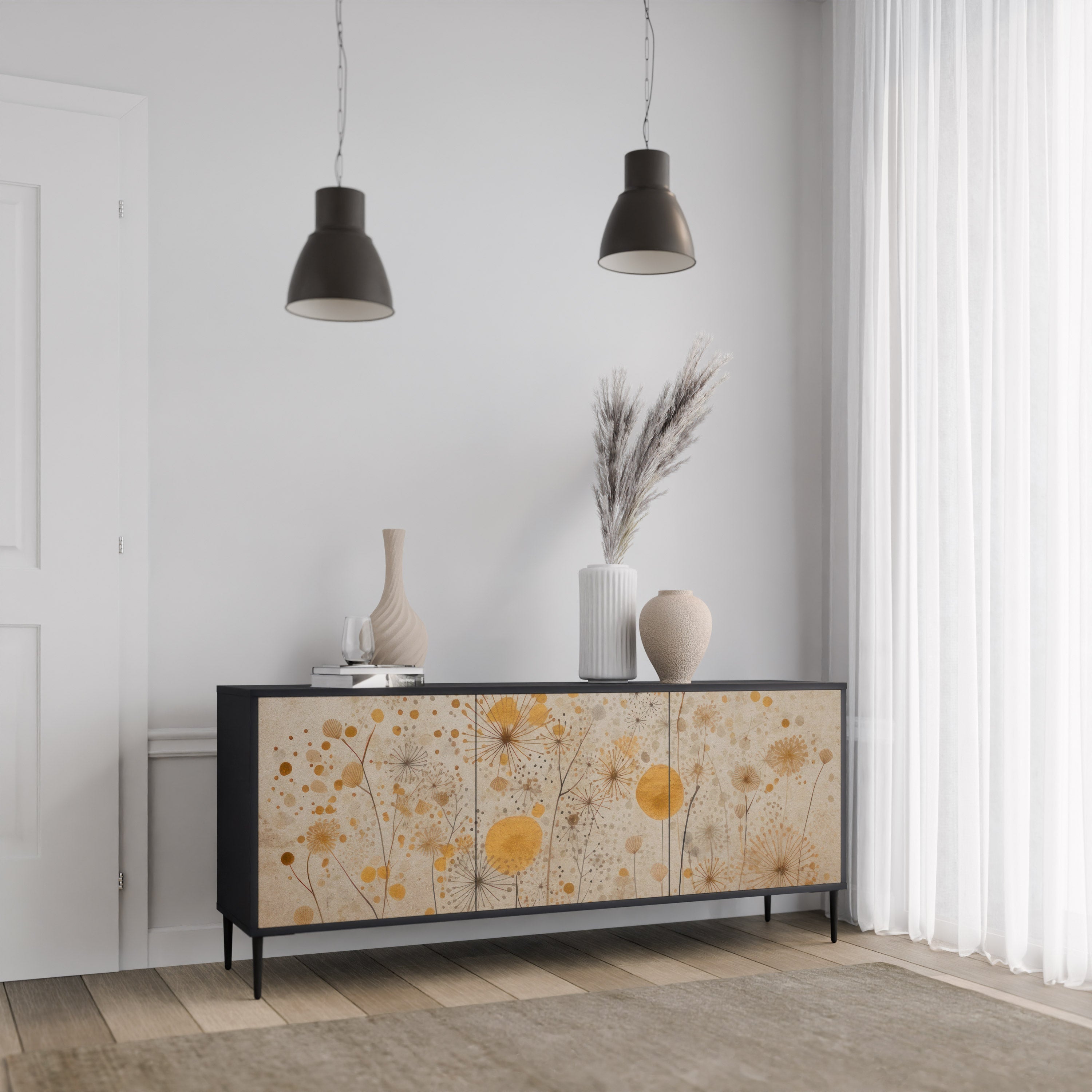 MORNING GLADE 3-türiges Sideboard in Schwarz